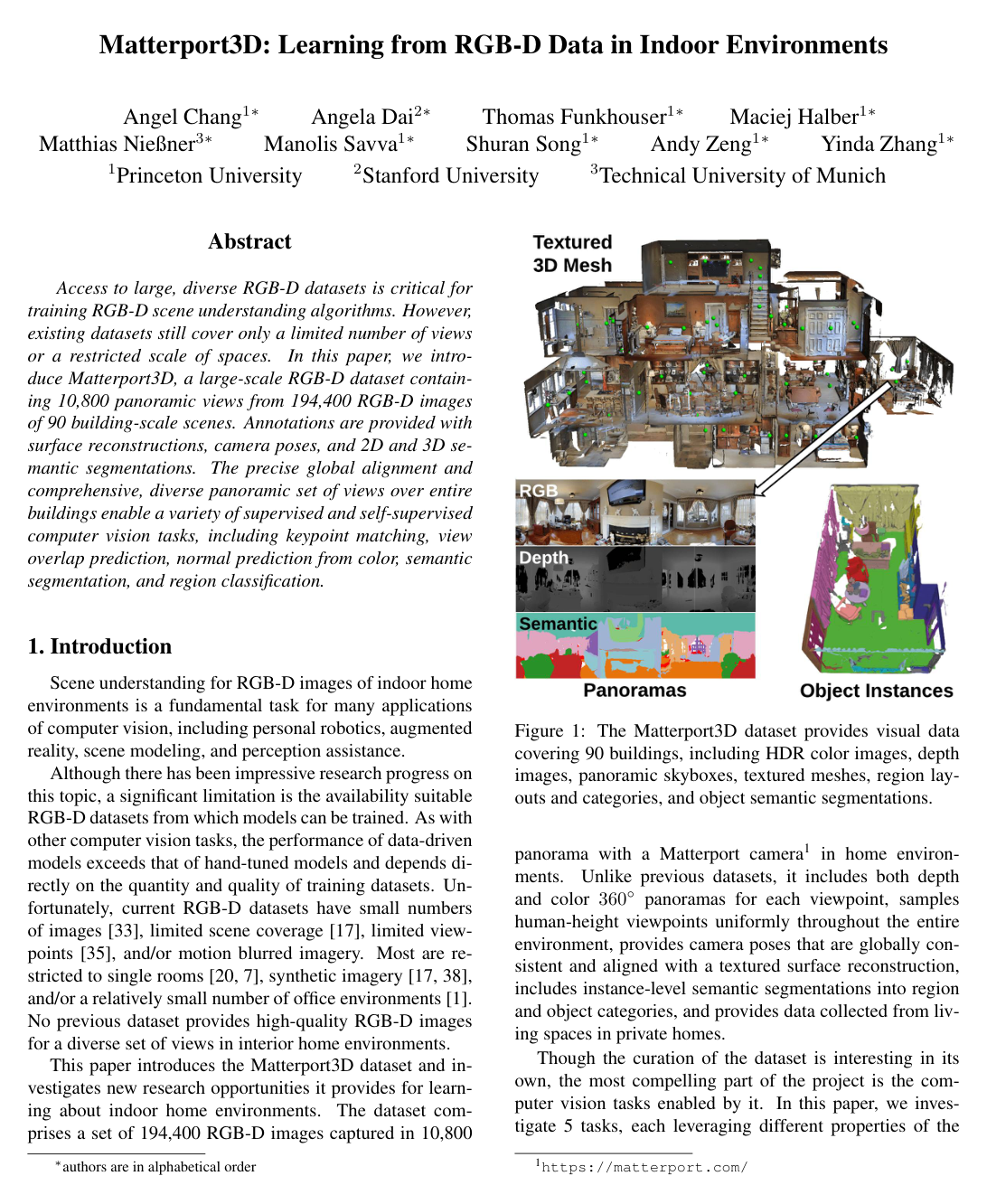 Cover for Matterport3D: Learning from RGB-D Data in Indoor Environments