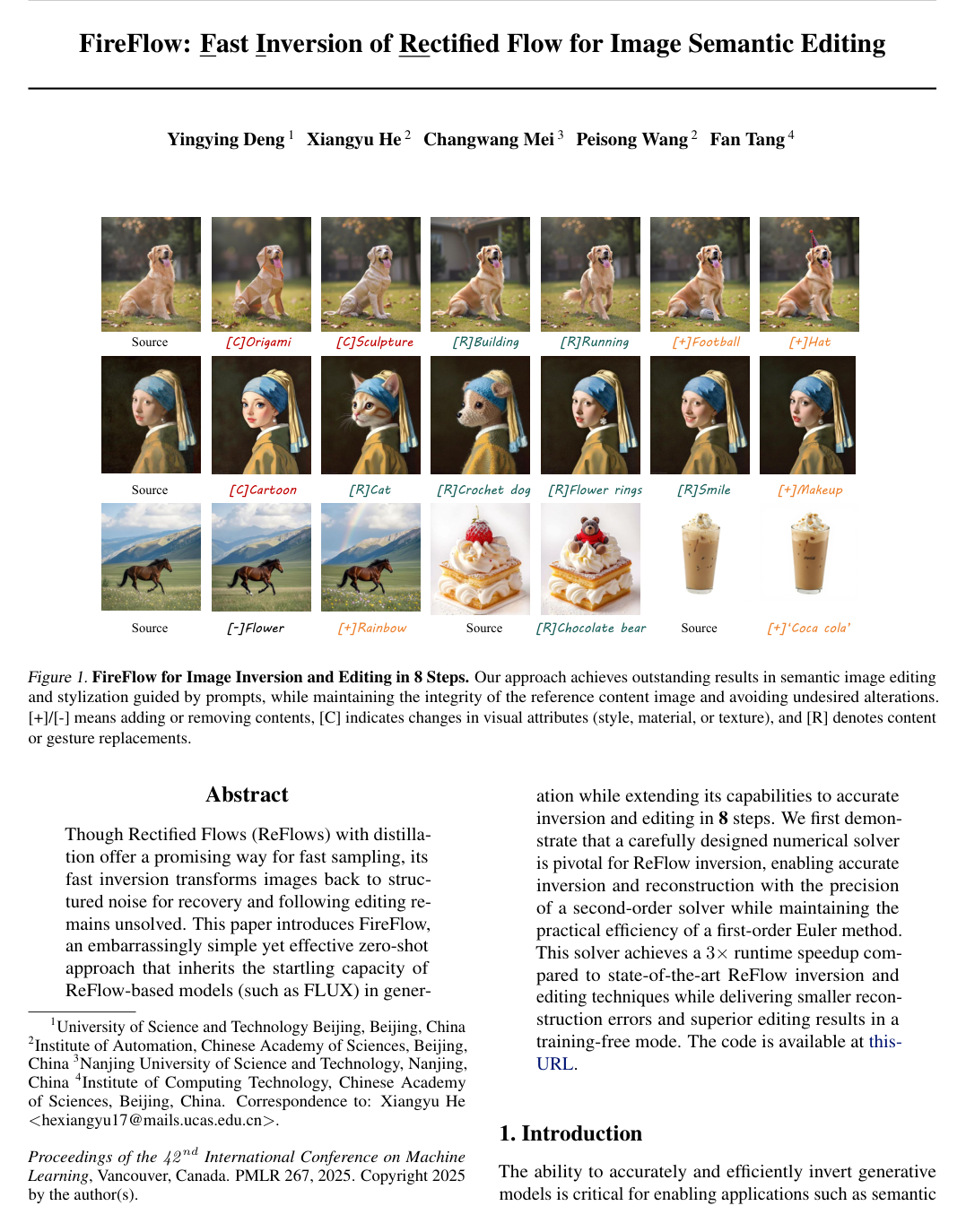 Cover for FireFlow: Fast Inversion of Rectified Flow for Image Semantic Editing