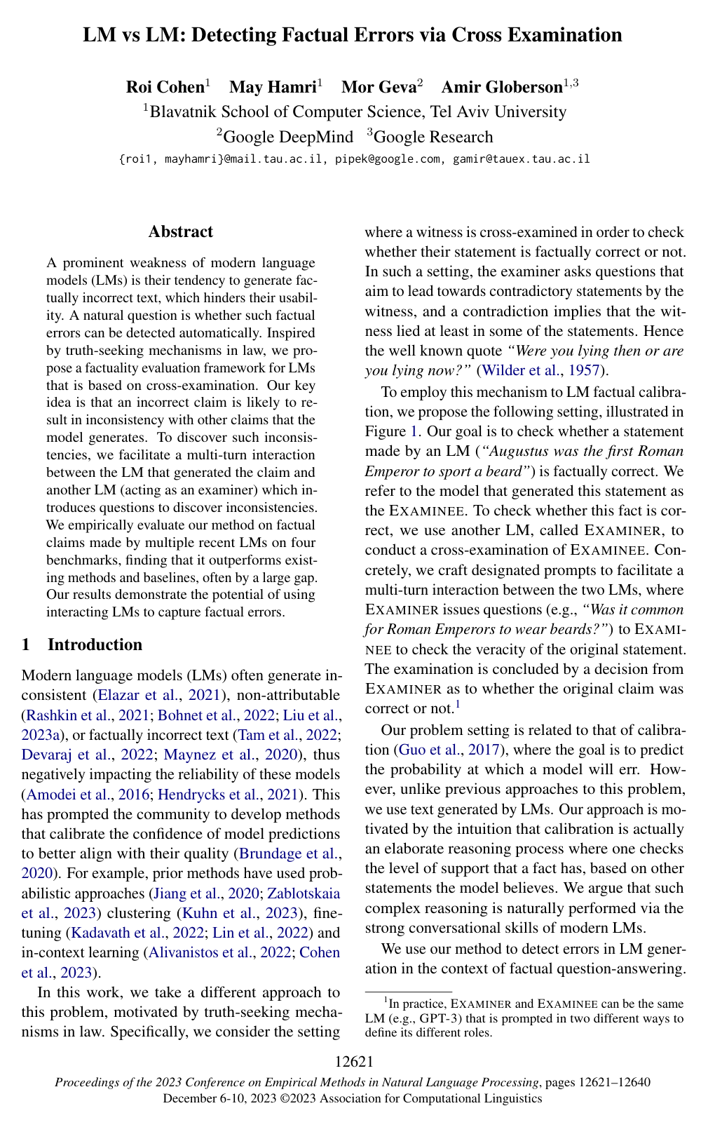 LM vs LM: Detecting Factual Errors via Cross Examination