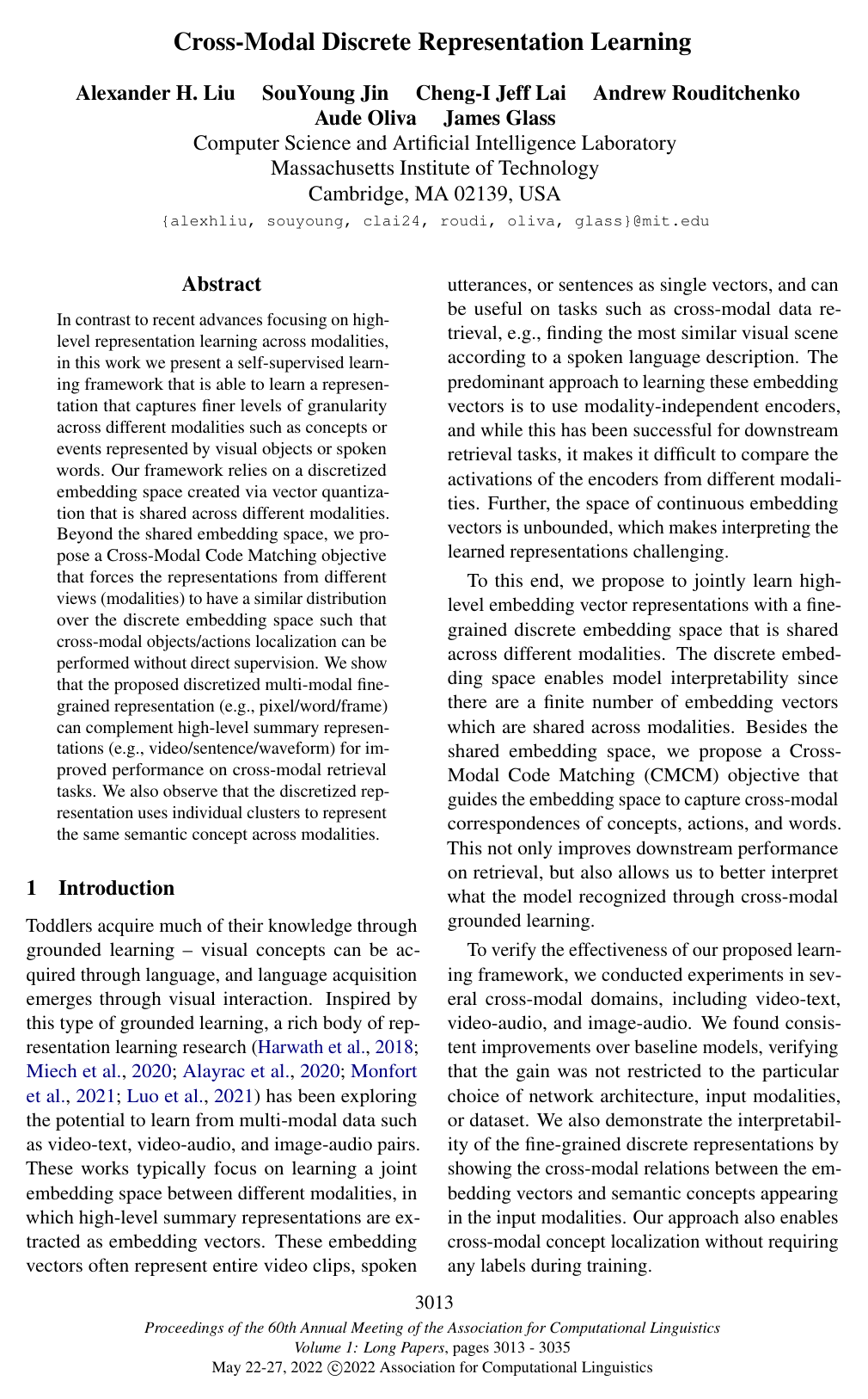 Cross-Modal Discrete Representation Learning