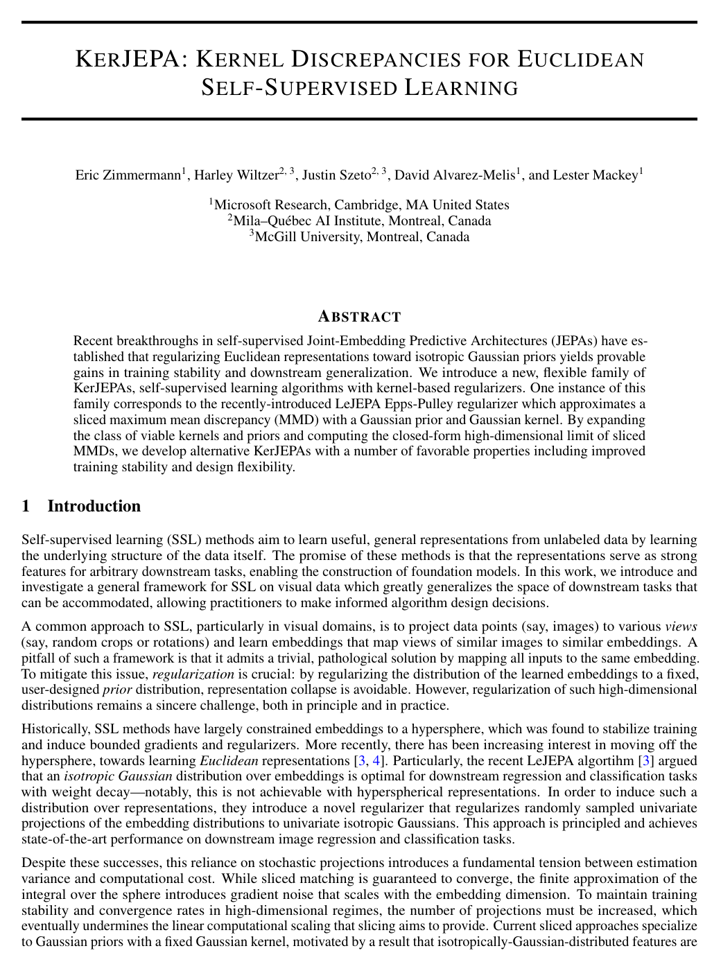 Cover for KerJEPA: Kernel Discrepancies for Euclidean Self-Supervised Learning