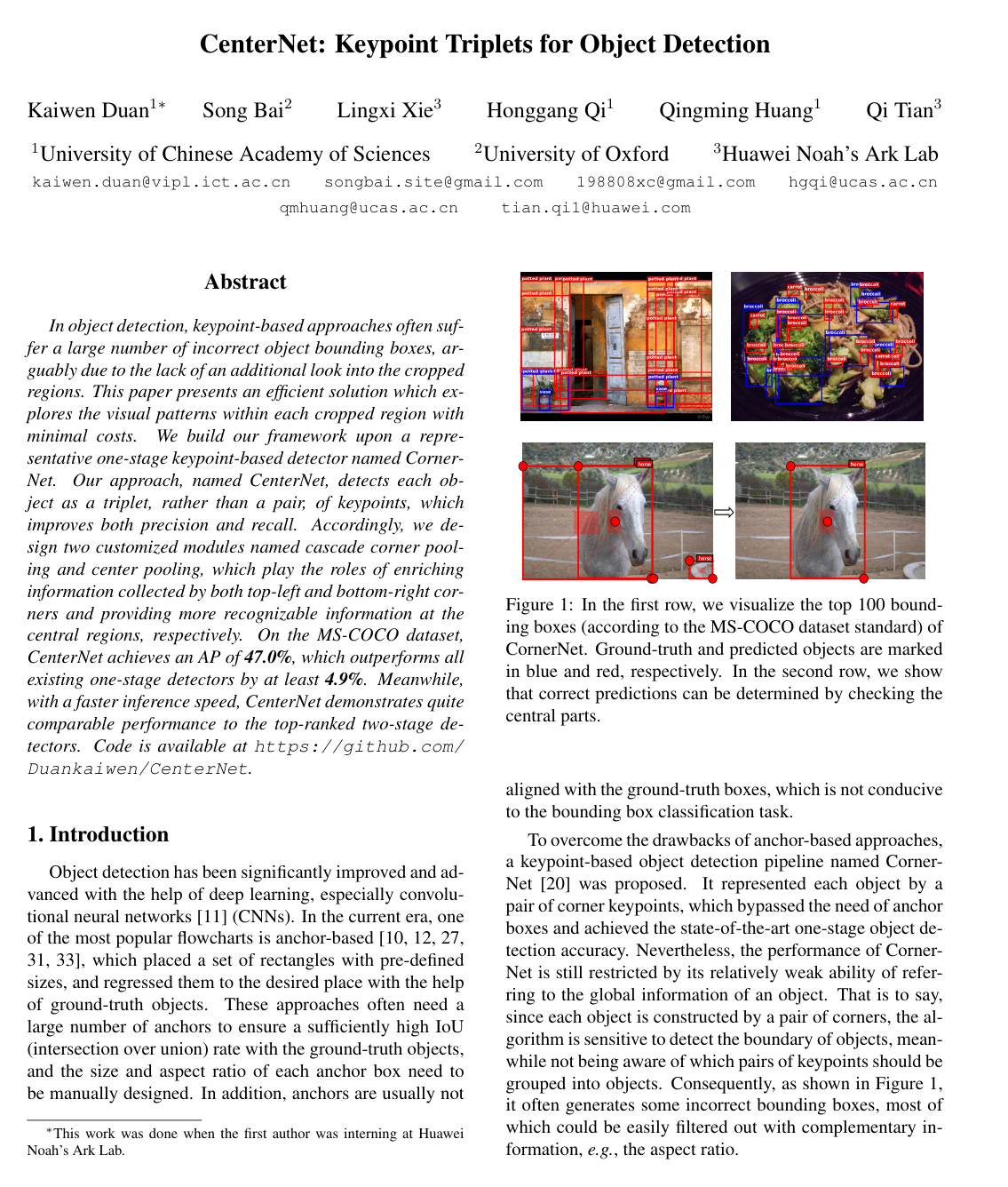 CenterNet: Keypoint Triplets for Object Detection