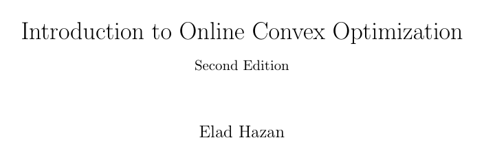 Cover for Introduction to Online Convex Optimization