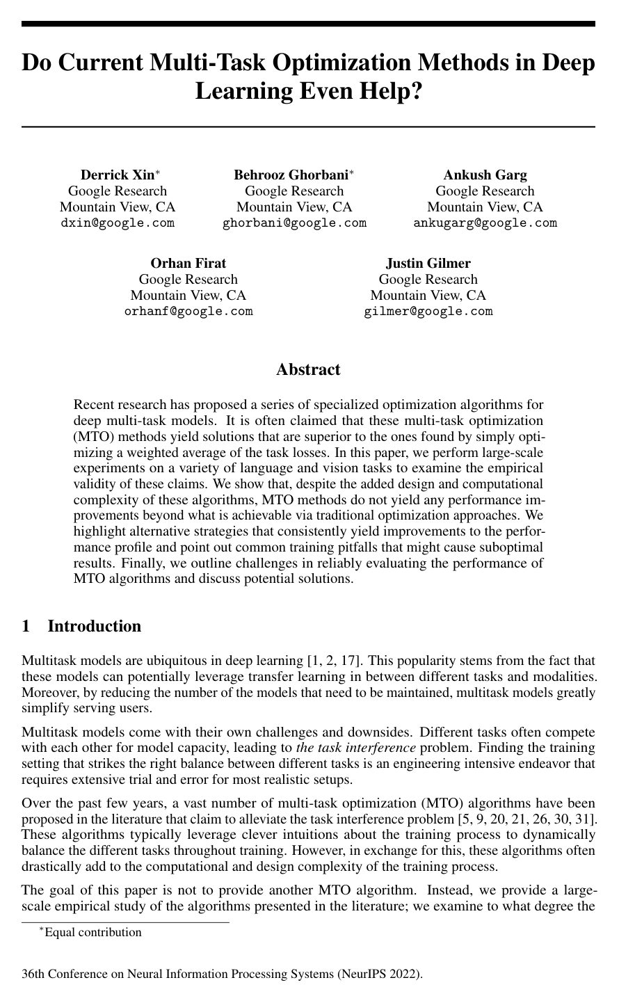 Do Current Multi-Task Optimization Methods in Deep Learning Even Help?