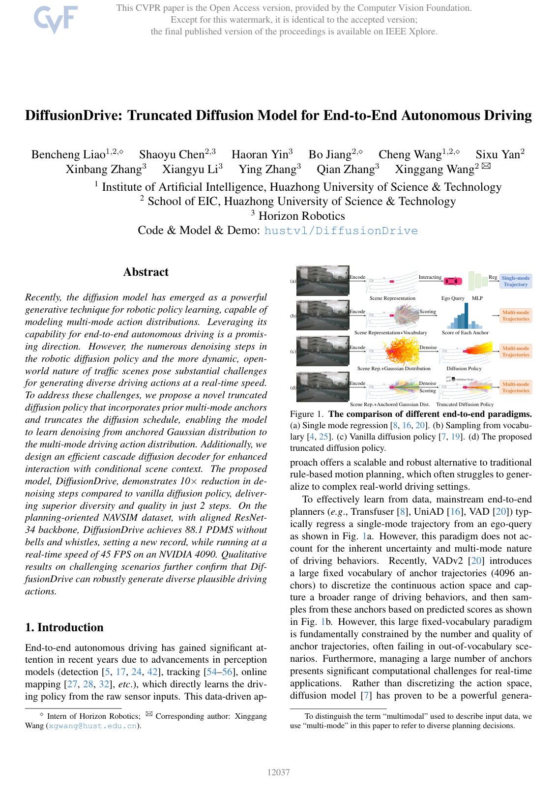 Cover for DiffusionDrive: Truncated Diffusion Model for End-to-End Autonomous Driving