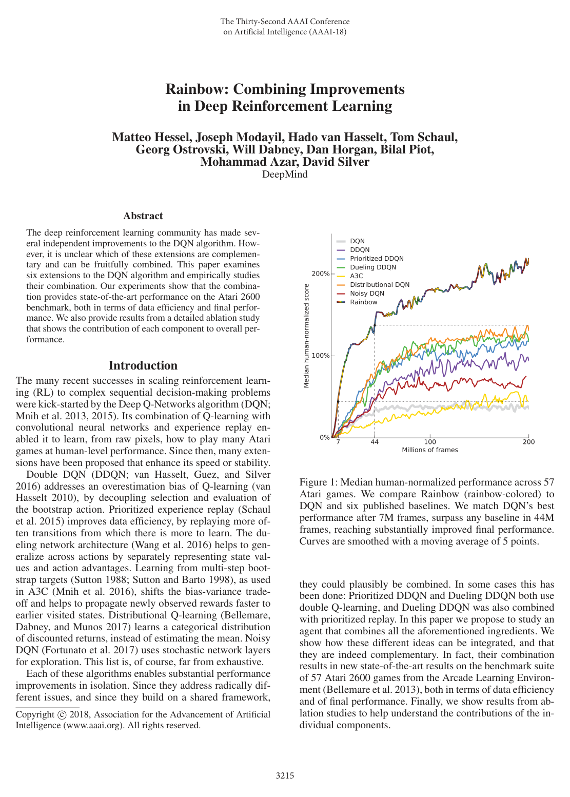 Cover for Rainbow: Combining Improvements in Deep Reinforcement Learning