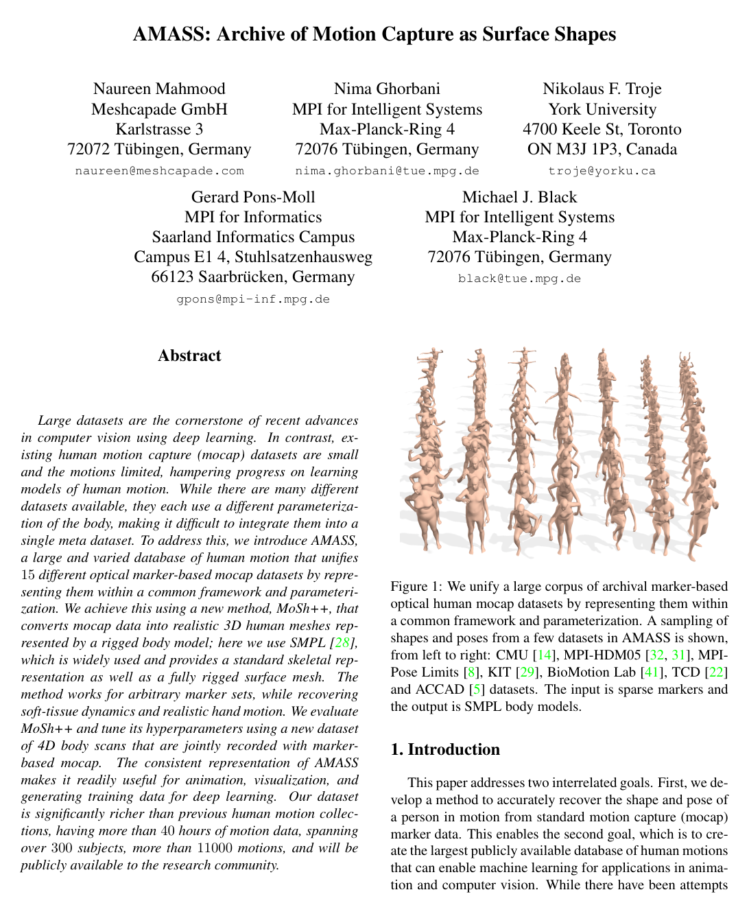 Cover for AMASS: Archive of Motion Capture As Surface Shapes