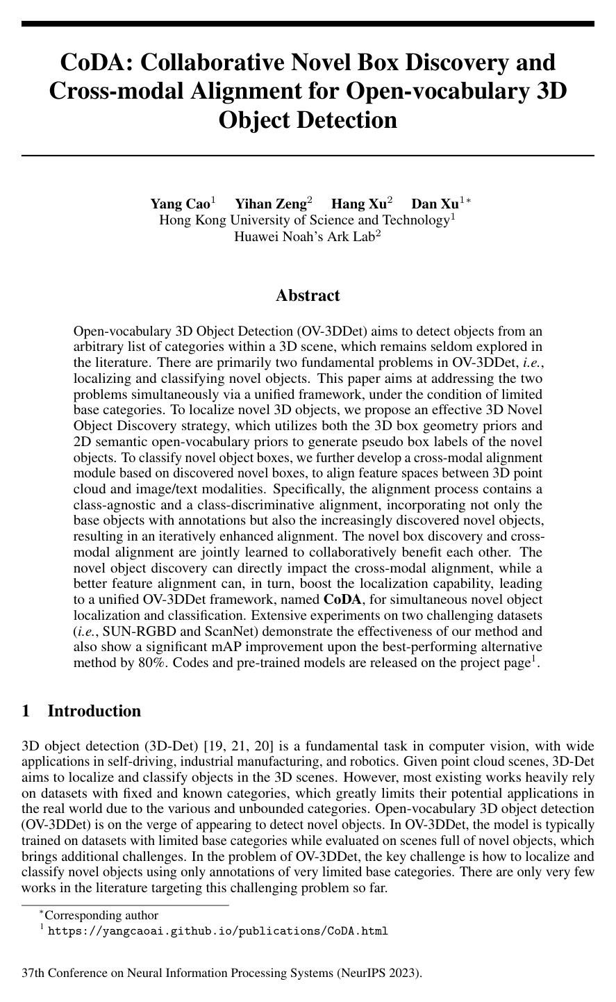CoDA: Collaborative Novel Box Discovery and Cross-modal Alignment for Open-vocabulary 3D Object Detection