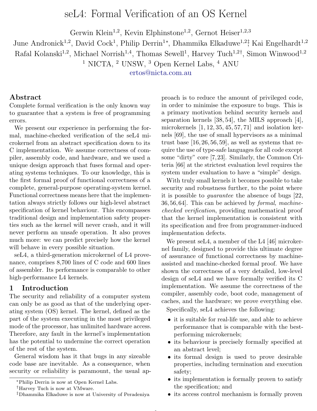 seL4: formal verification of an OS kernel