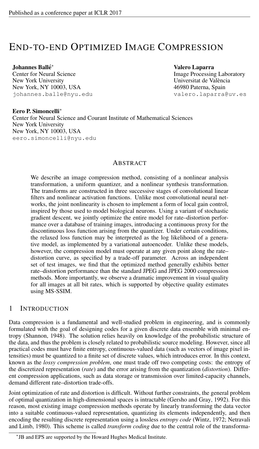 Cover for End-to-end Optimized Image Compression