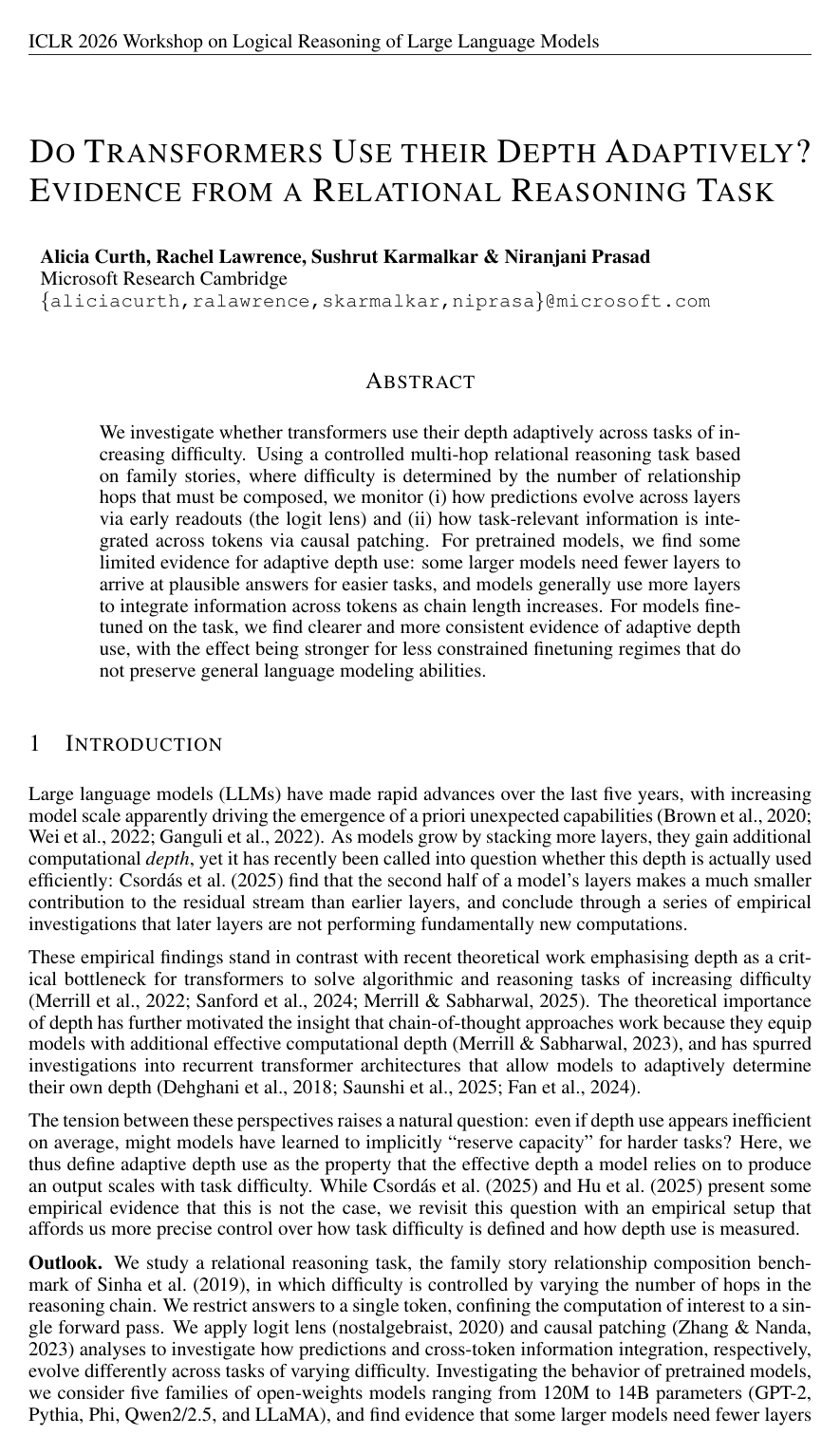 Cover for Do Transformers Use their Depth Adaptively? Evidence from a Relational Reasoning Task