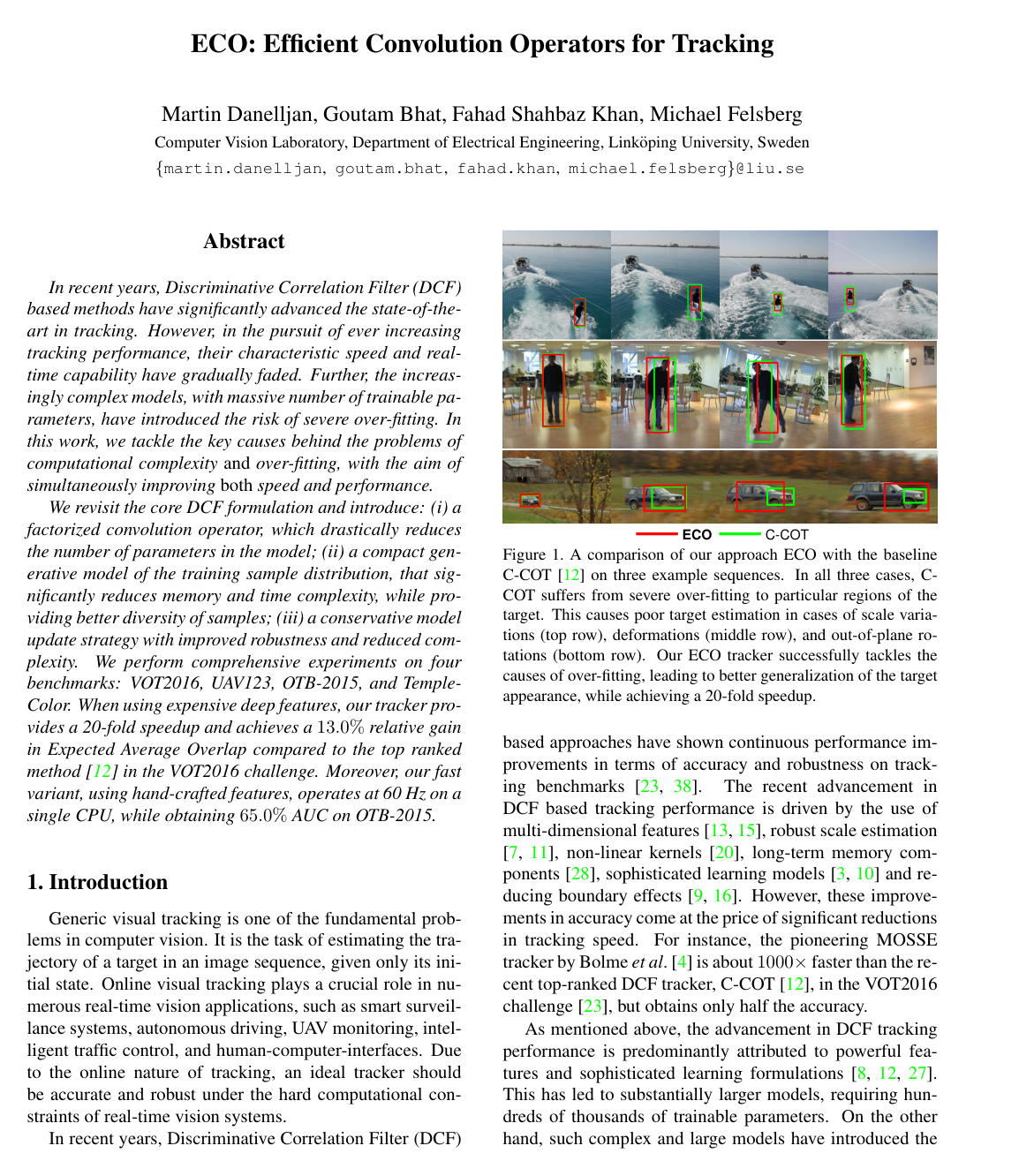 Cover for ECO: Efficient Convolution Operators for Tracking