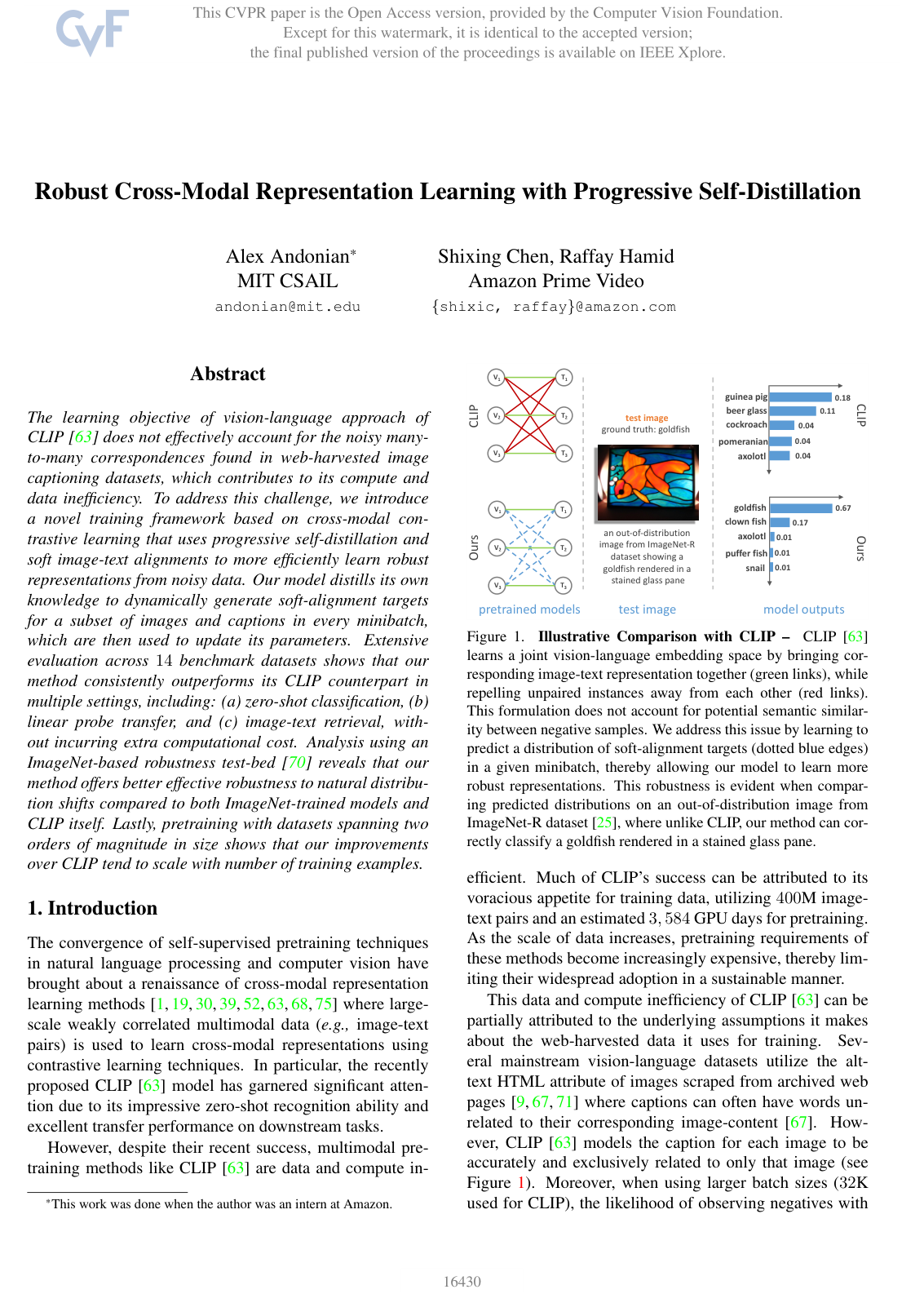 Robust Cross-Modal Representation Learning with Progressive Self-Distillation