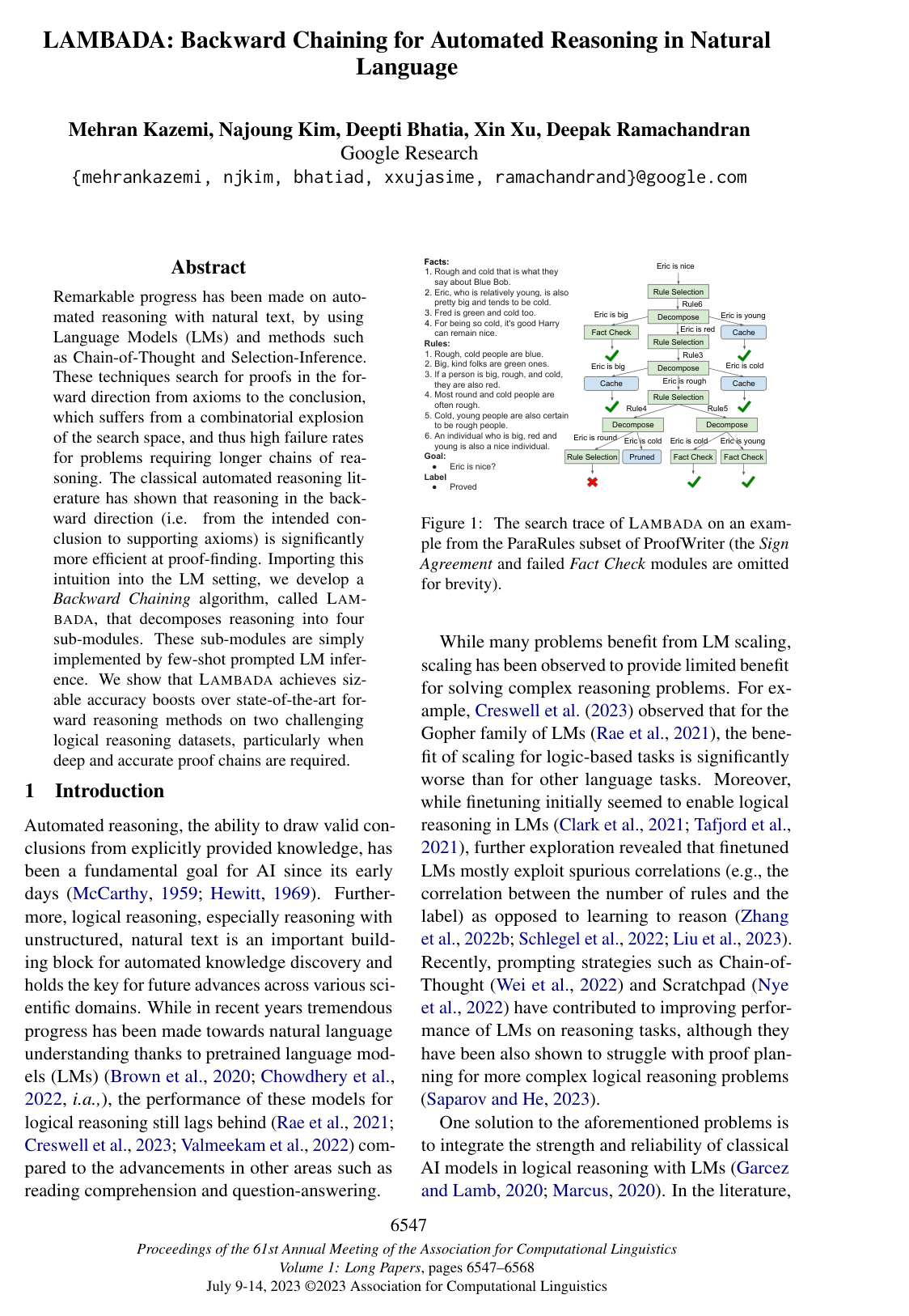 Cover for LAMBADA: Backward Chaining for Automated Reasoning in Natural Language