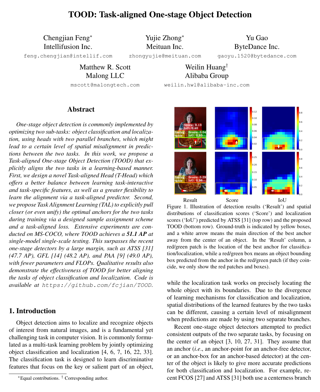 TOOD: Task-aligned One-stage Object Detection