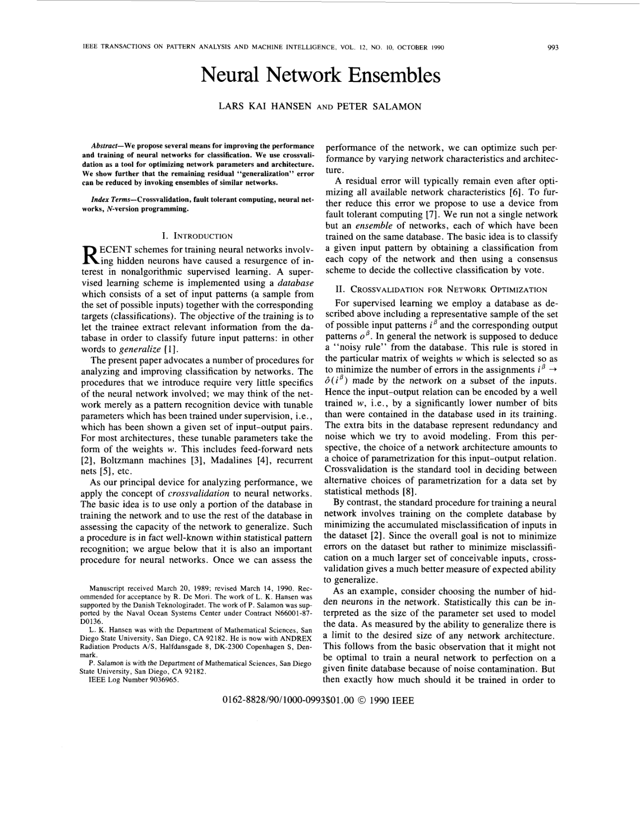 Cover for Neural Network Ensembles