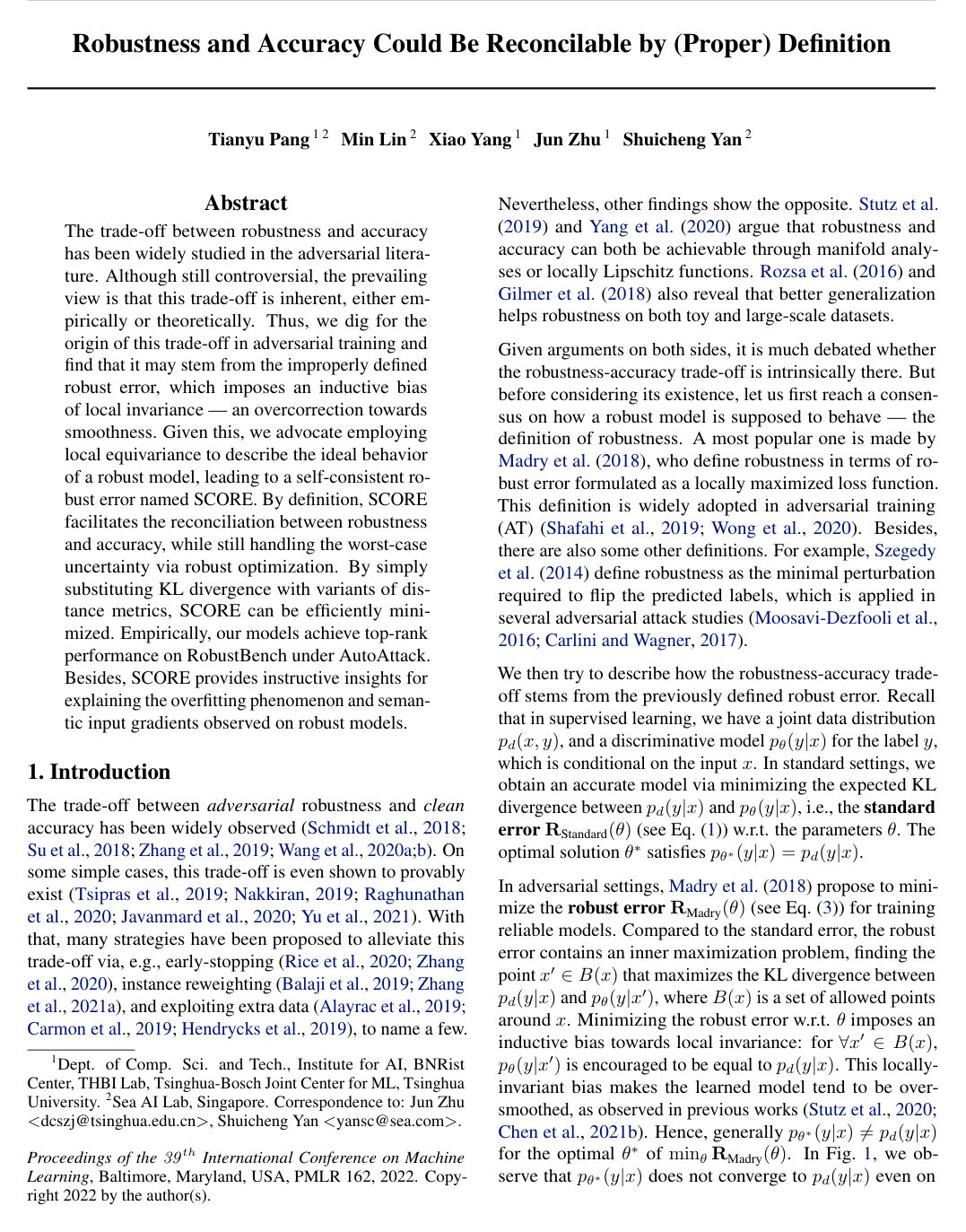 Robustness and Accuracy Could Be Reconcilable by (Proper) Definition