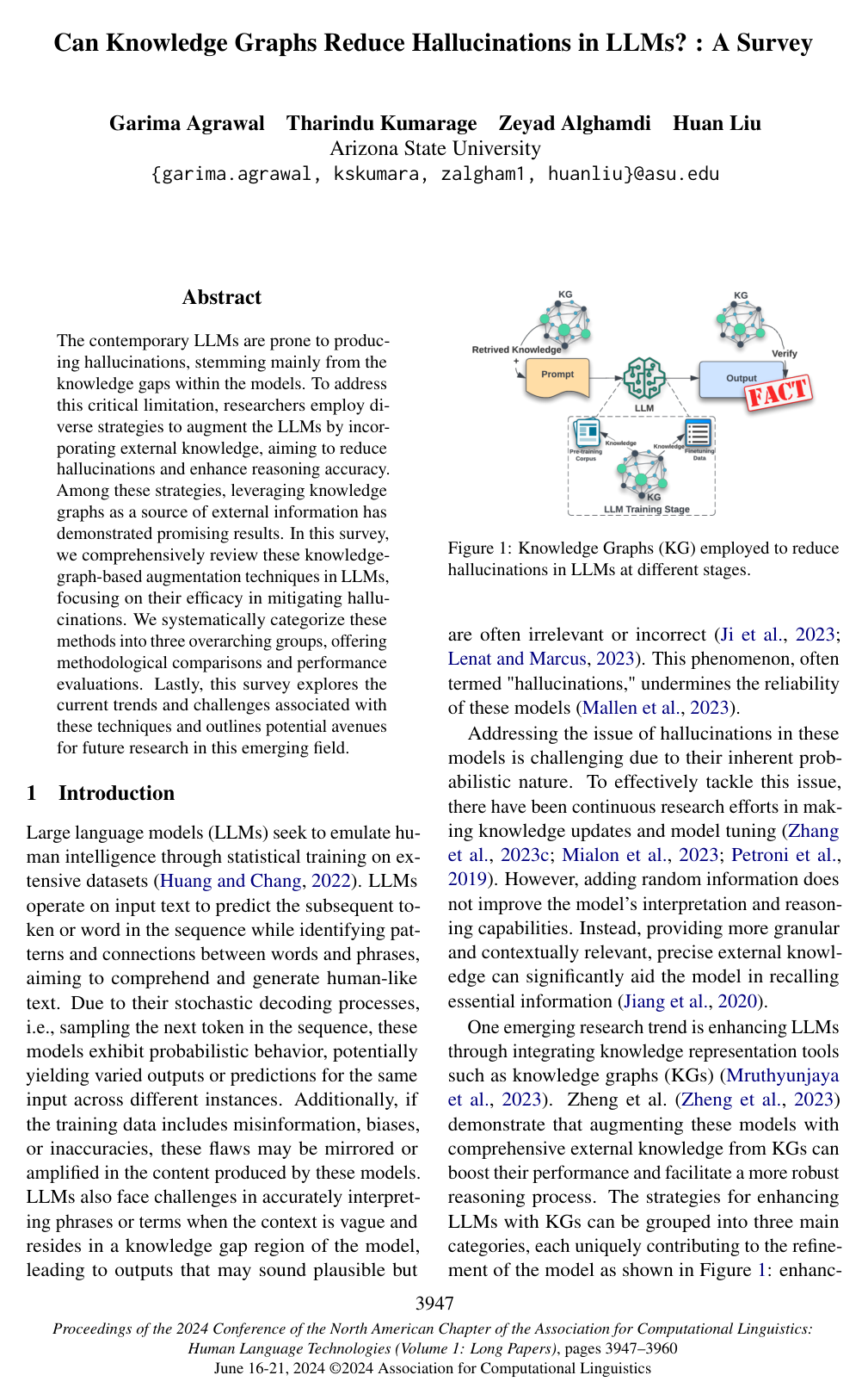 Cover for Can Knowledge Graphs Reduce Hallucinations in LLMs? : A Survey
