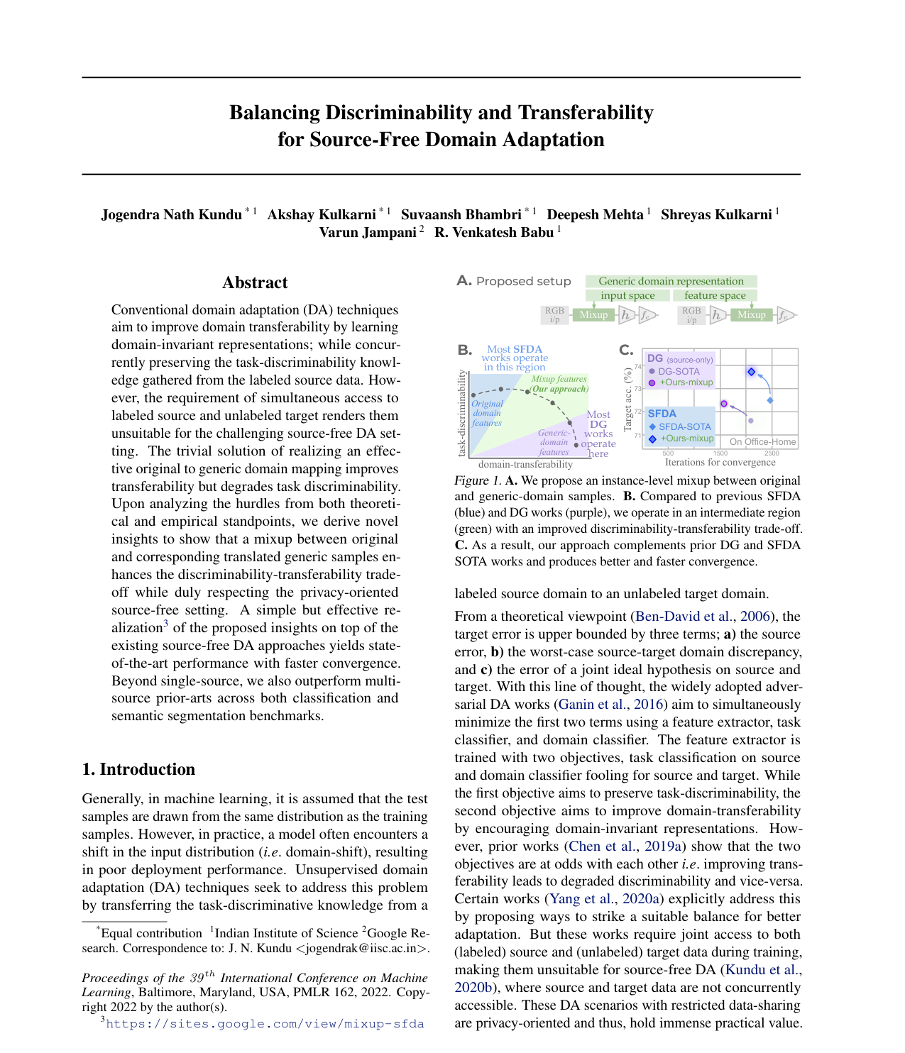 Cover for Balancing Discriminability and Transferability for Source-Free Domain Adaptation