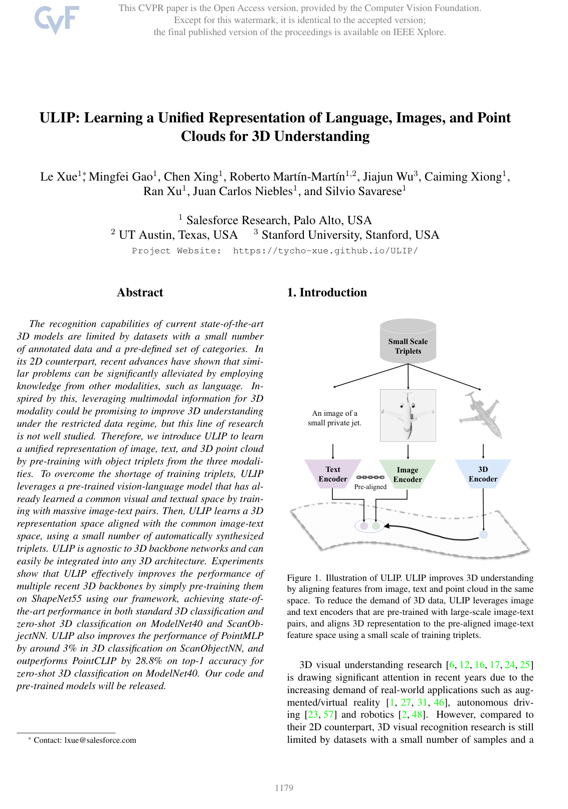 Cover for ULIP: Learning a Unified Representation of Language, Images, and Point Clouds for 3D Understanding