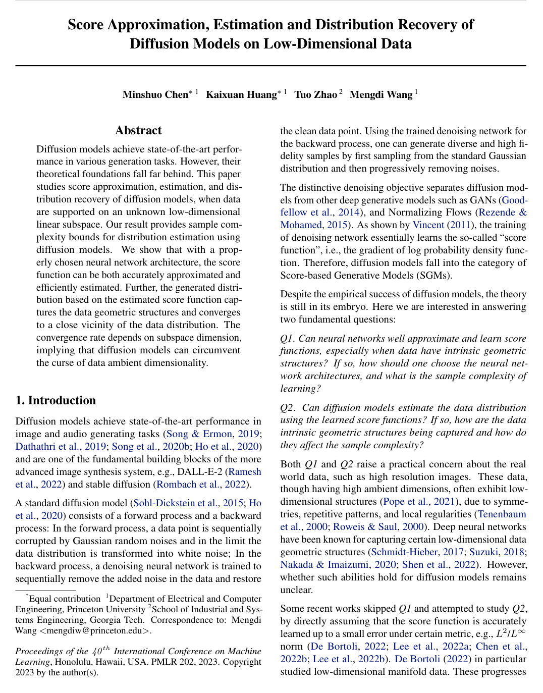 Cover for Score Approximation, Estimation and Distribution Recovery of Diffusion Models on Low-Dimensional Data