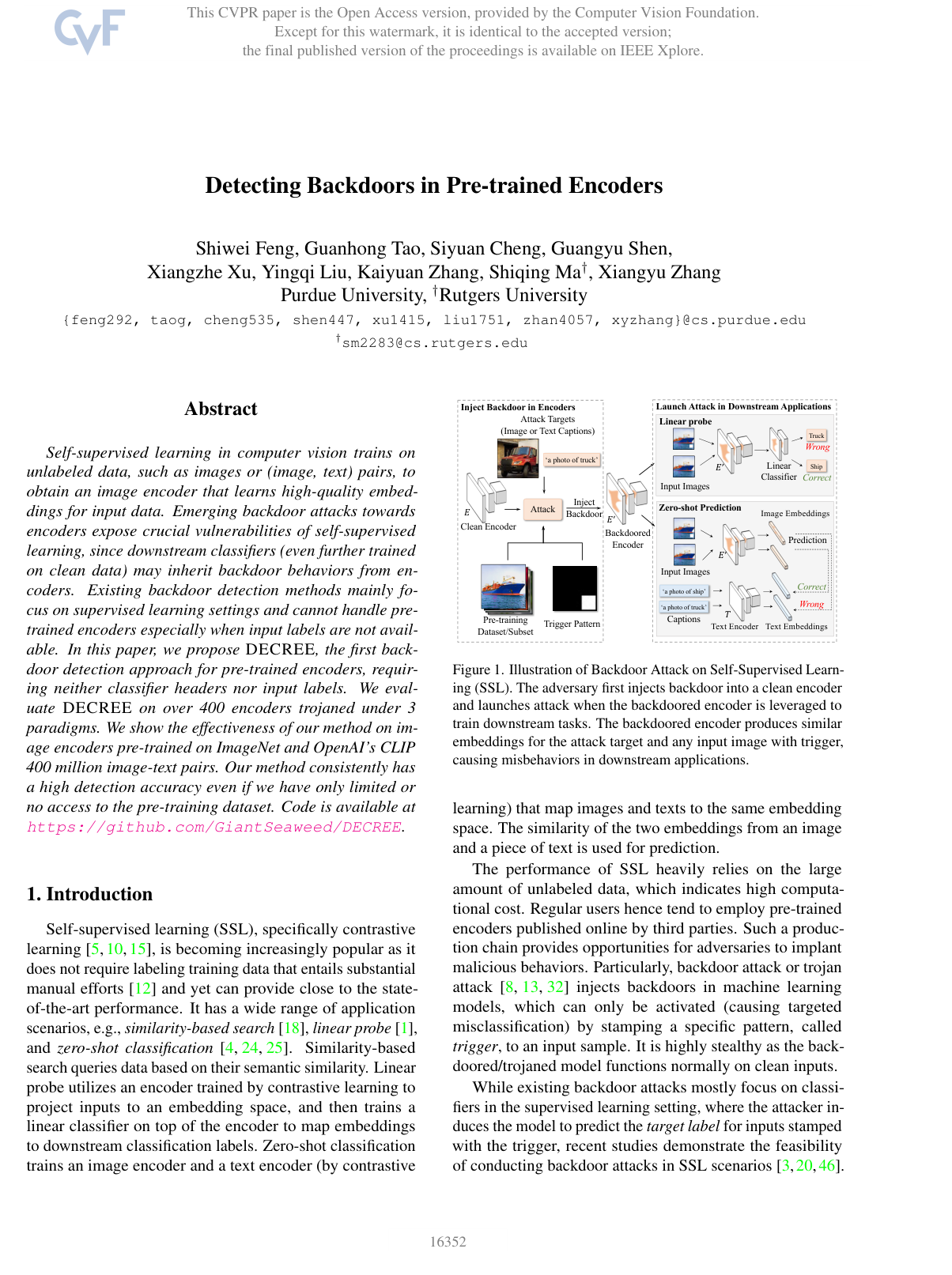 Detecting Backdoors in Pre-trained Encoders