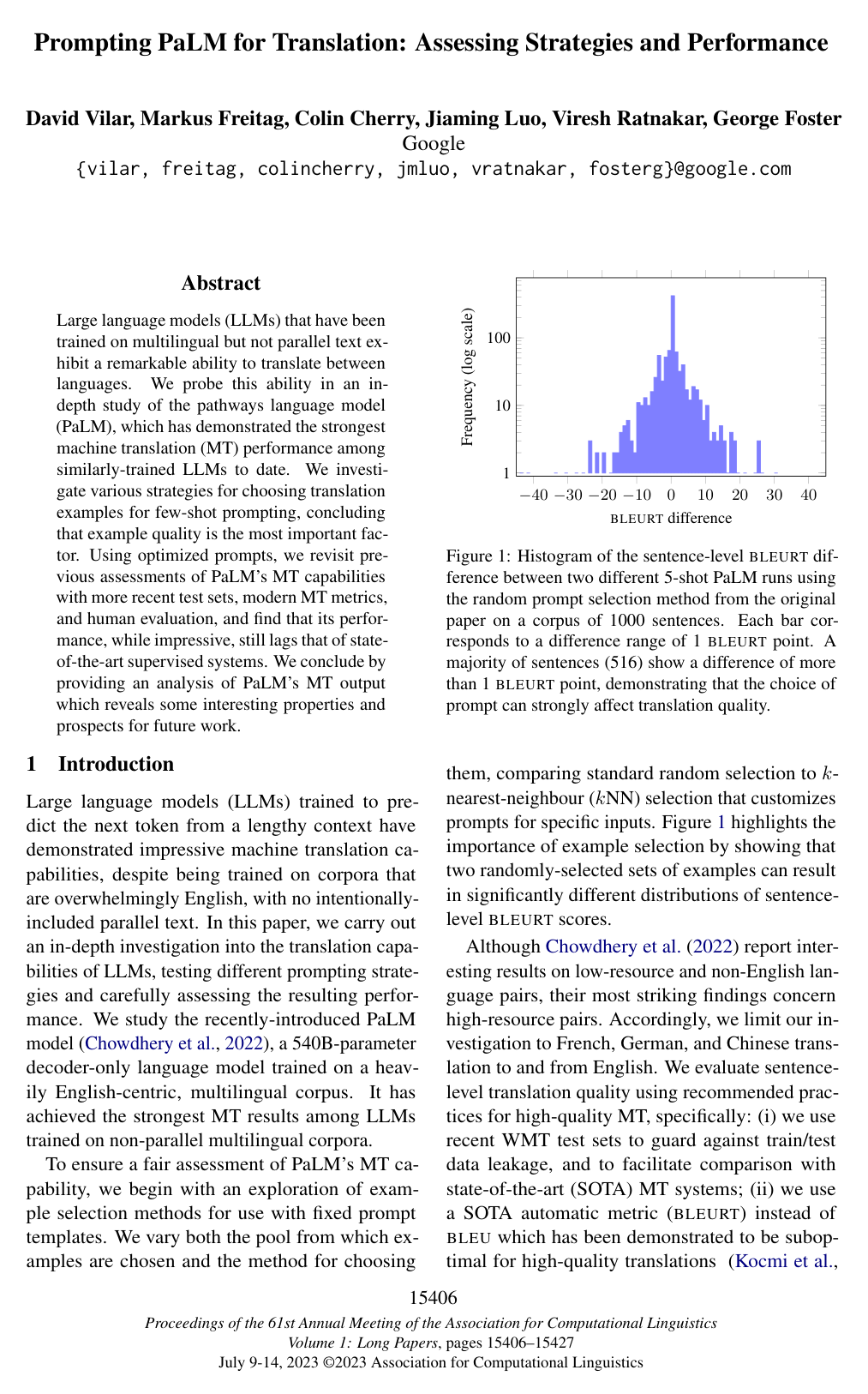 Prompting PaLM for Translation: Assessing Strategies and Performance