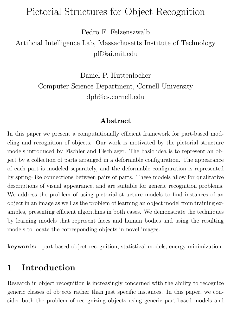 Cover for Pictorial Structures for Object Recognition