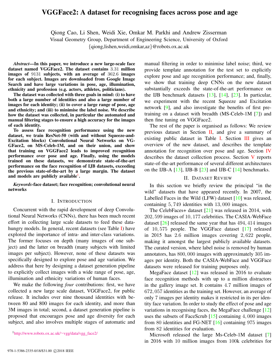 VGGFace2: A Dataset for Recognising Faces across Pose and Age