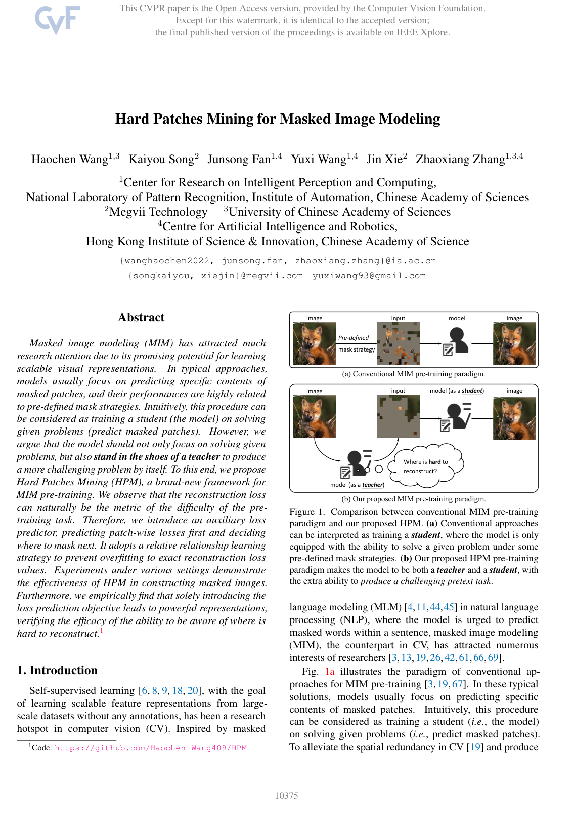 Cover for Hard Patches Mining for Masked Image Modeling