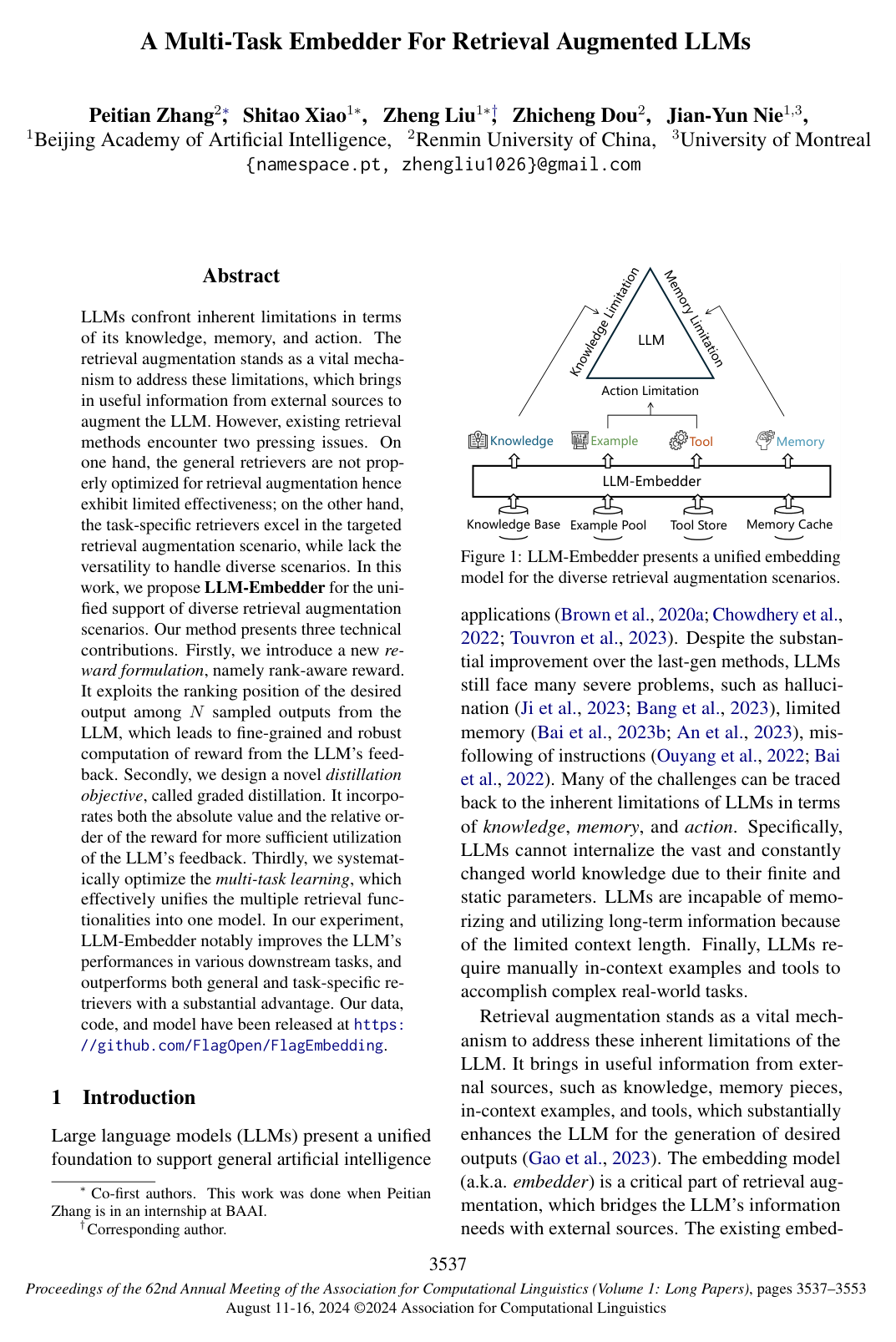 Cover for A Multi-Task Embedder For Retrieval Augmented LLMs