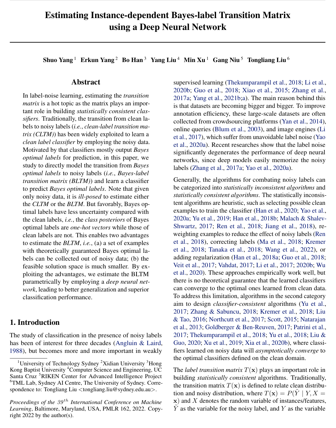 Estimating Instance-dependent Bayes-label Transition Matrix using a Deep Neural Network
