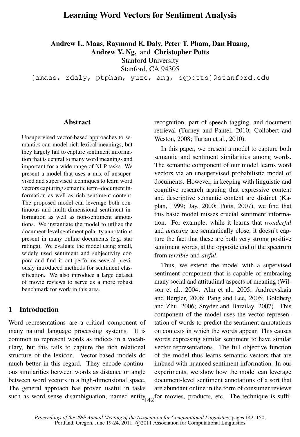 Learning Word Vectors for Sentiment Analysis