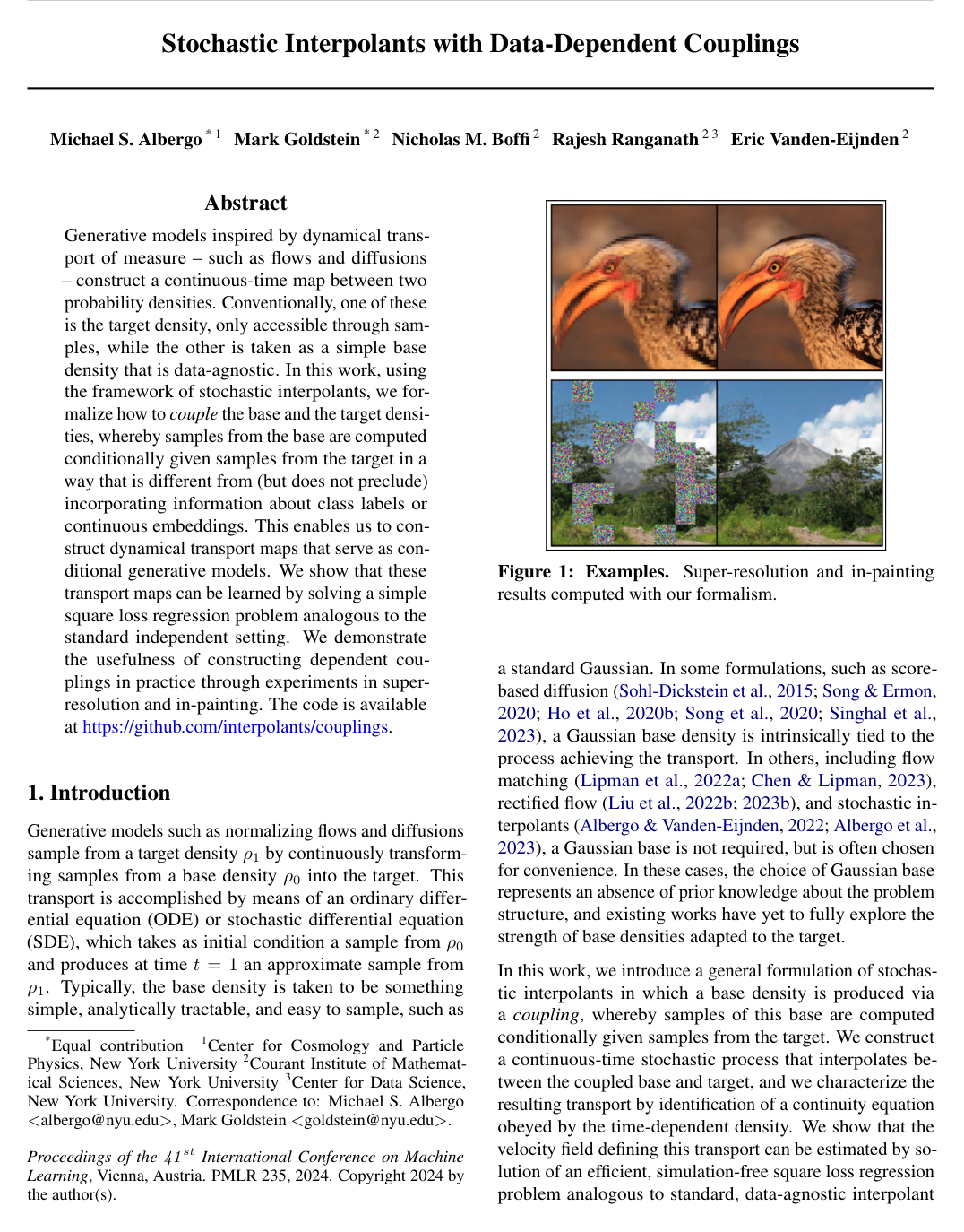 Stochastic Interpolants with Data-Dependent Couplings