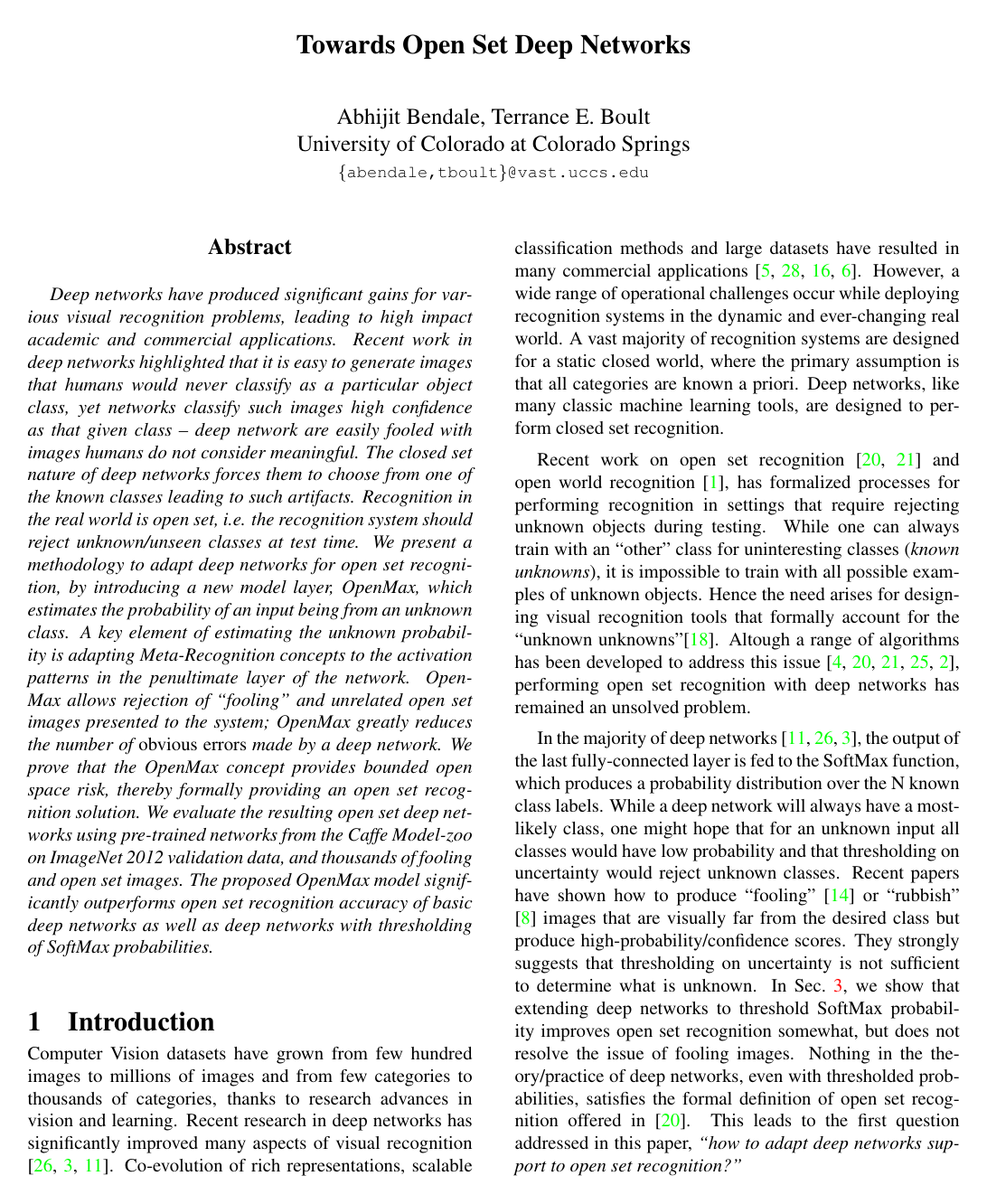 Towards Open Set Deep Networks