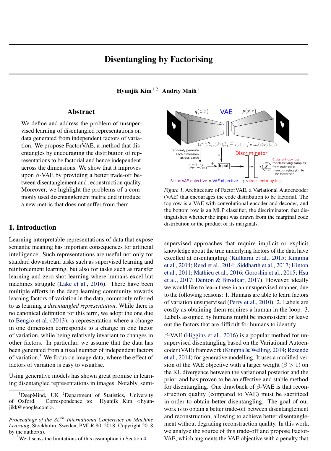 Disentangling by Factorising