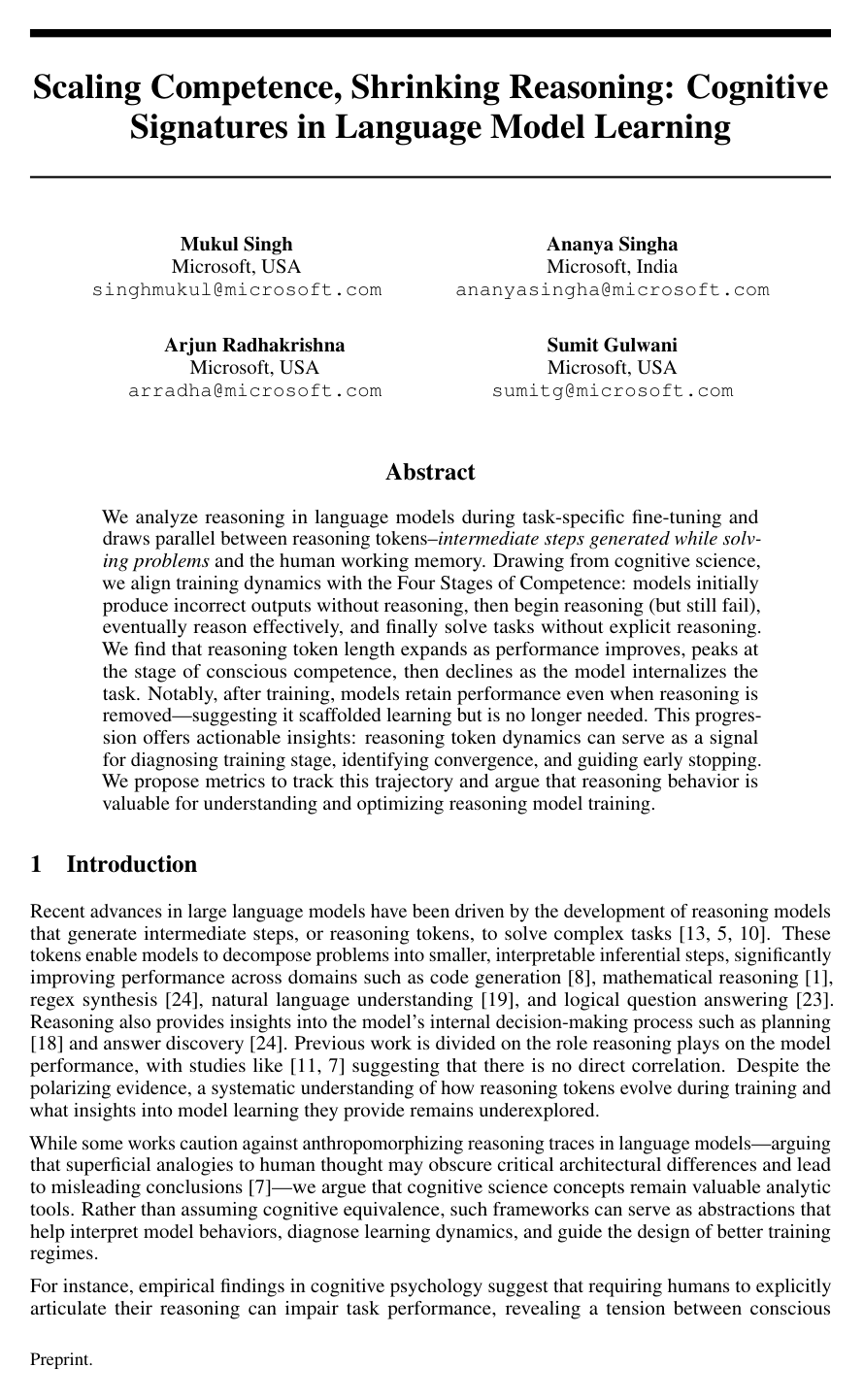 Cover for Scaling Competence, Shrinking Reasoning: Cognitive Signatures in Language Model Learning
