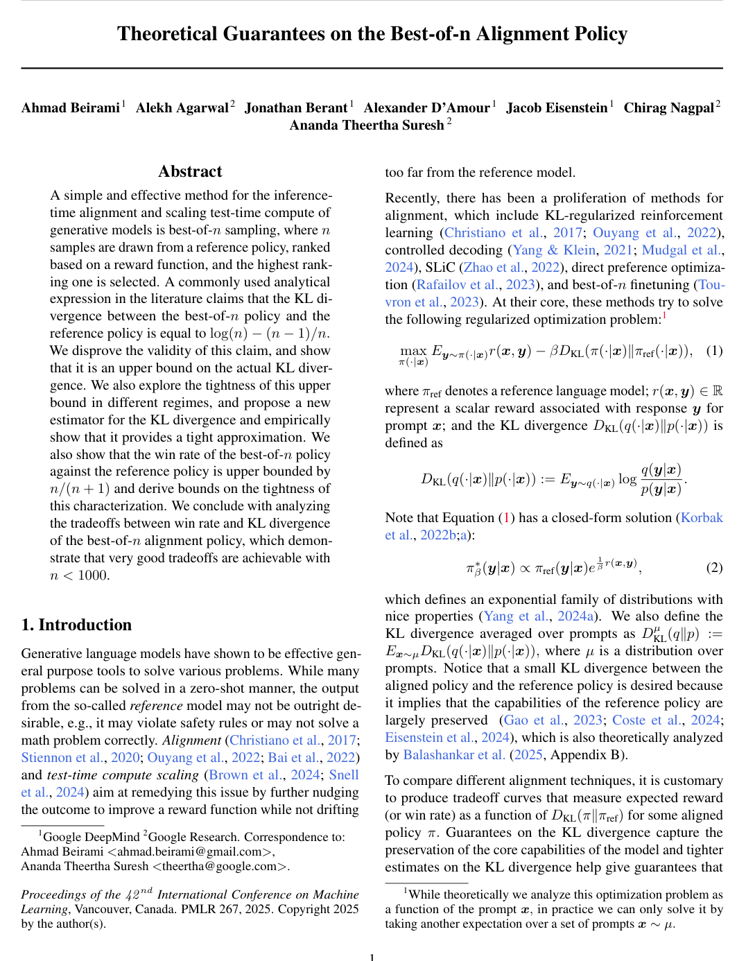 Cover for Theoretical guarantees on the best-of-n alignment policy