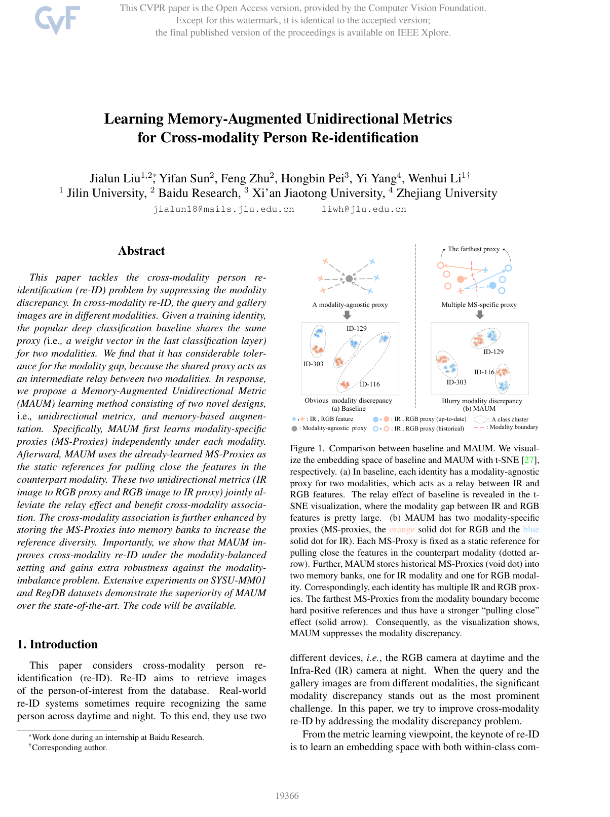 Learning Memory-Augmented Unidirectional Metrics for Cross-modality Person Re-identification