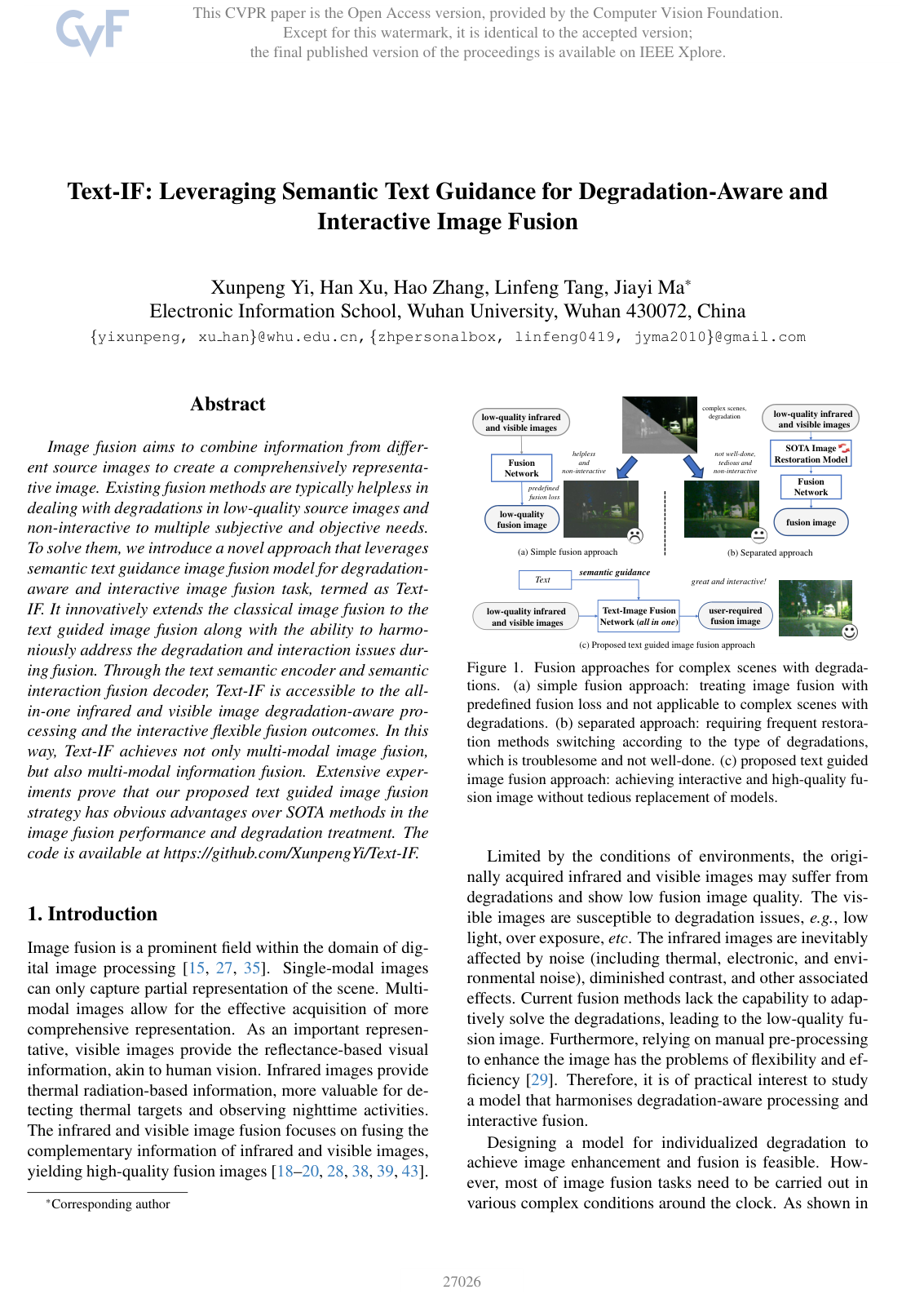 Cover for Text-IF: Leveraging Semantic Text Guidance for Degradation-Aware and Interactive Image Fusion