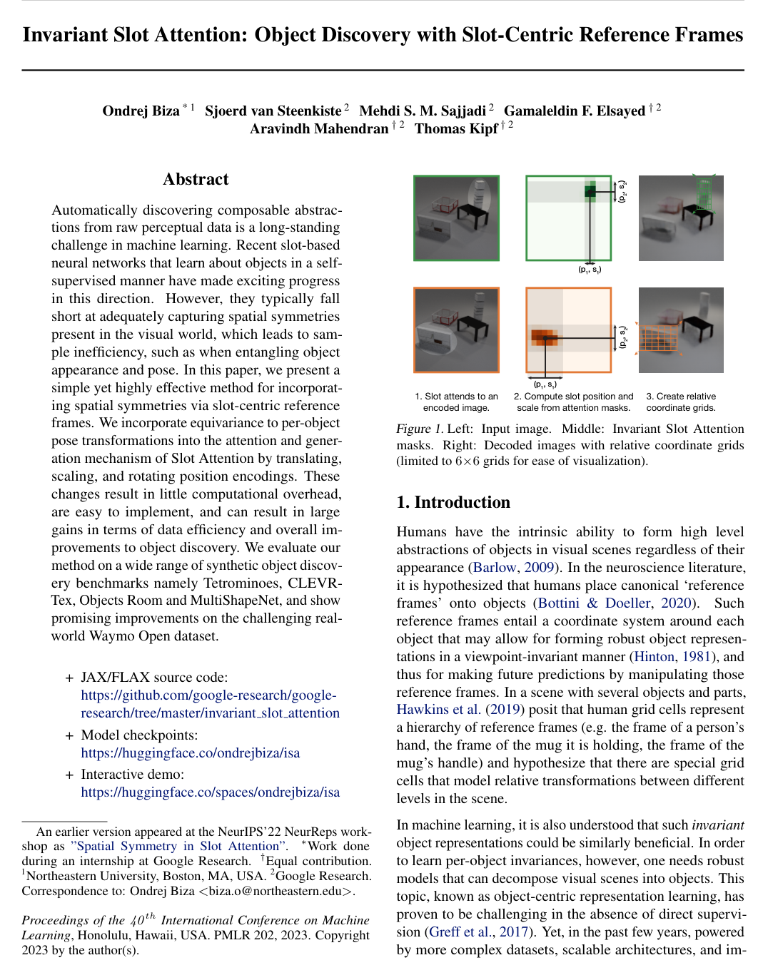 Invariant Slot Attention: Object Discovery with Slot-Centric Reference Frames