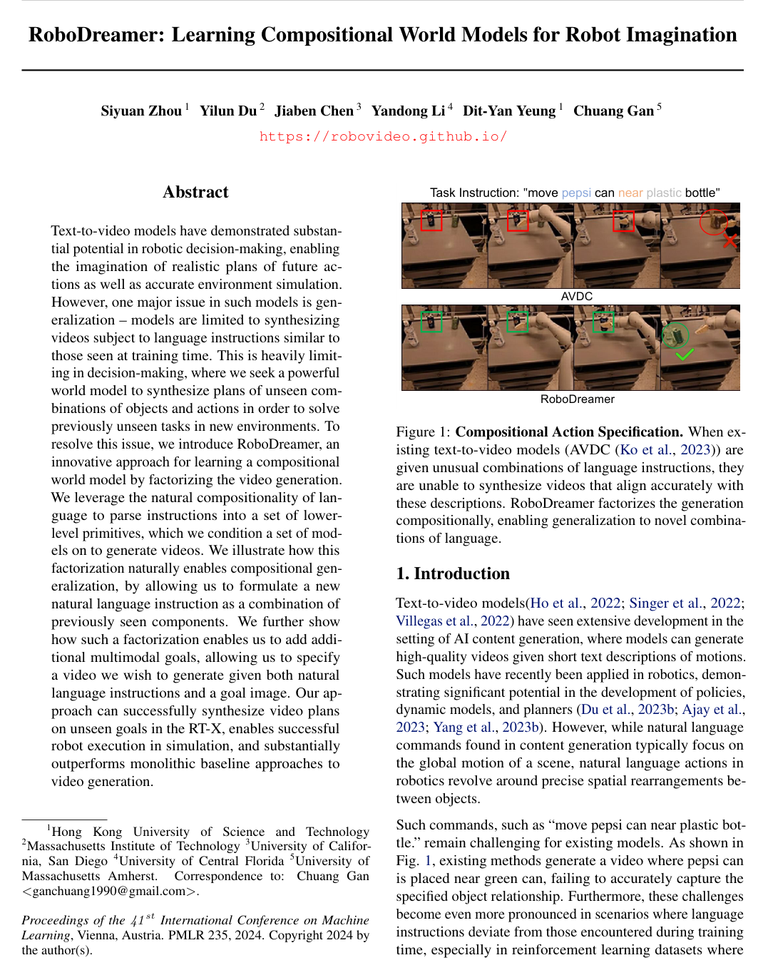 Cover for RoboDreamer: Learning Compositional World Models for Robot Imagination