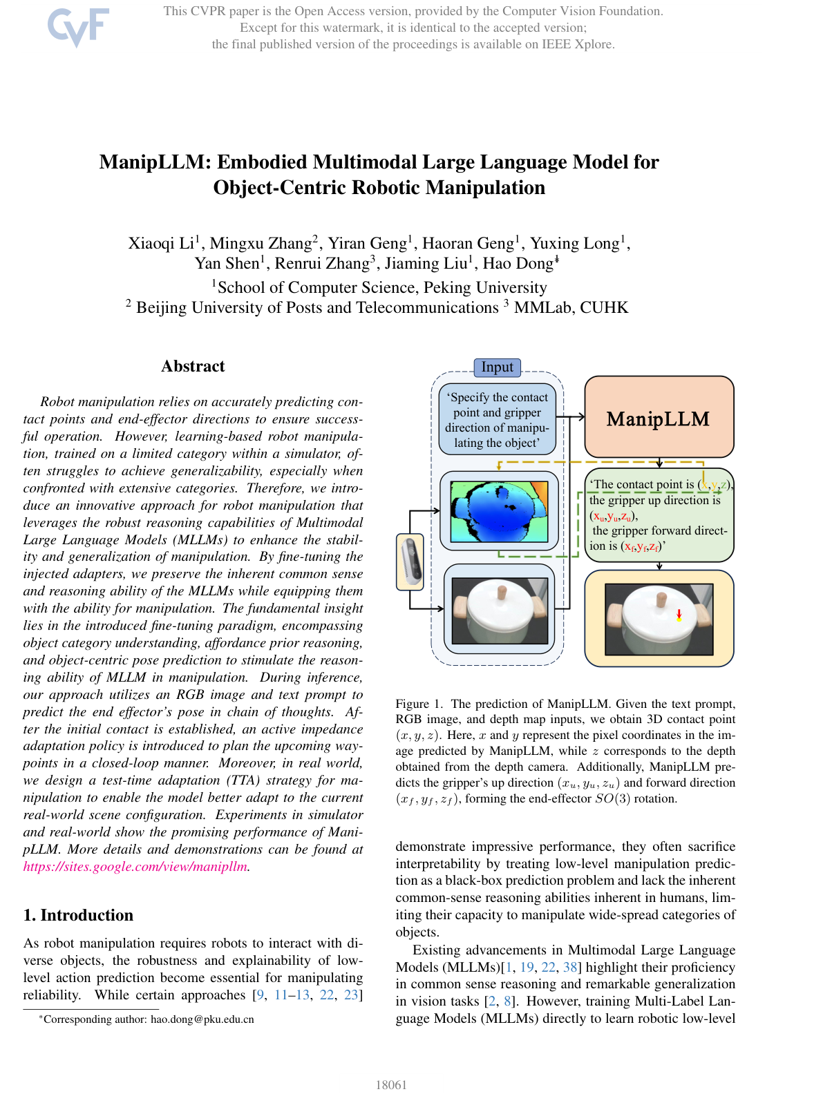 ManipLLM: Embodied Multimodal Large Language Model for Object-Centric Robotic Manipulation
