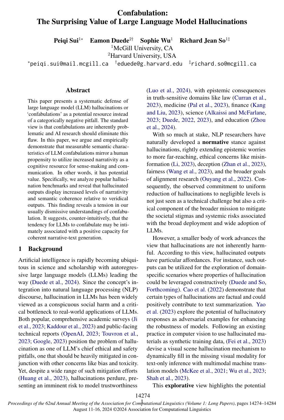 Cover for Confabulation: The Surprising Value of Large Language Model Hallucinations