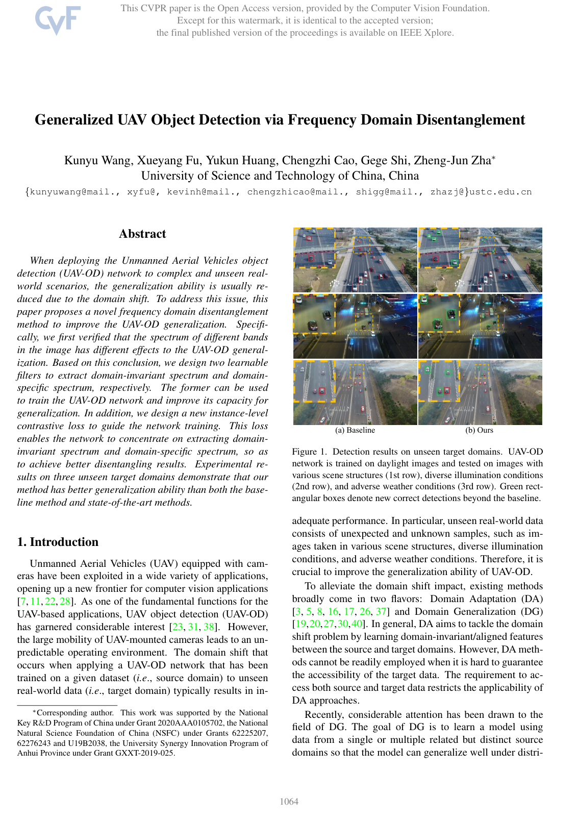 Generalized UAV Object Detection via Frequency Domain Disentanglement