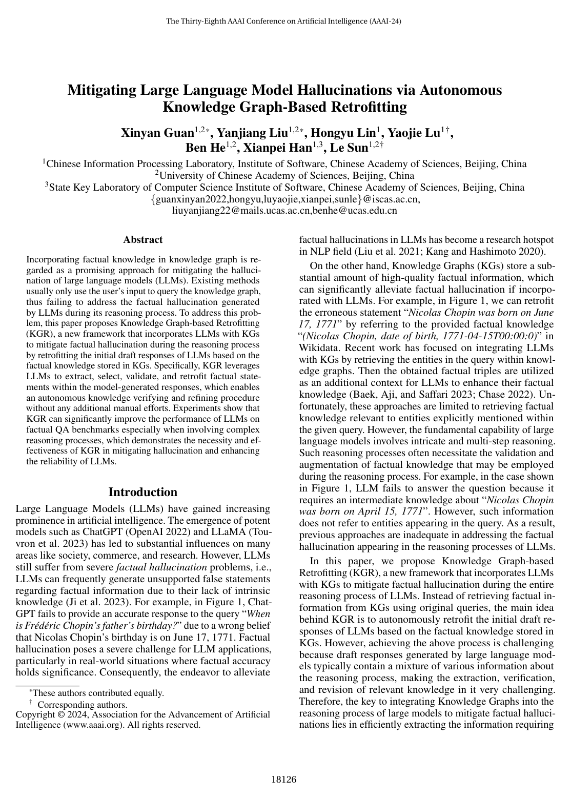 Cover for Mitigating Large Language Model Hallucinations via Autonomous Knowledge Graph-Based Retrofitting
