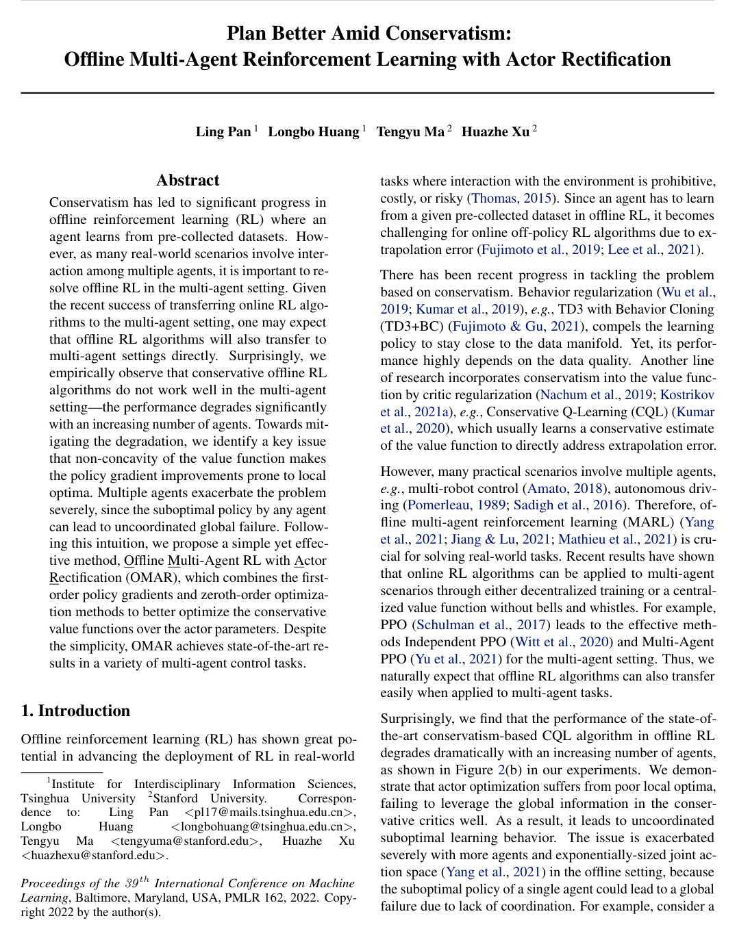 Cover for Plan Better Amid Conservatism: Offline Multi-Agent Reinforcement Learning with Actor Rectification