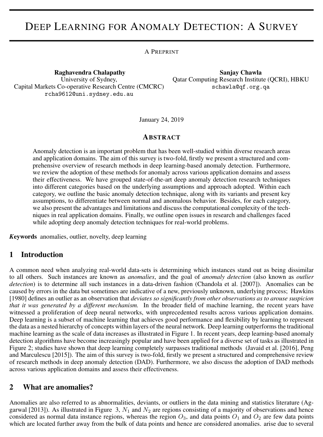 Cover for Deep Learning for Anomaly Detection: A Survey