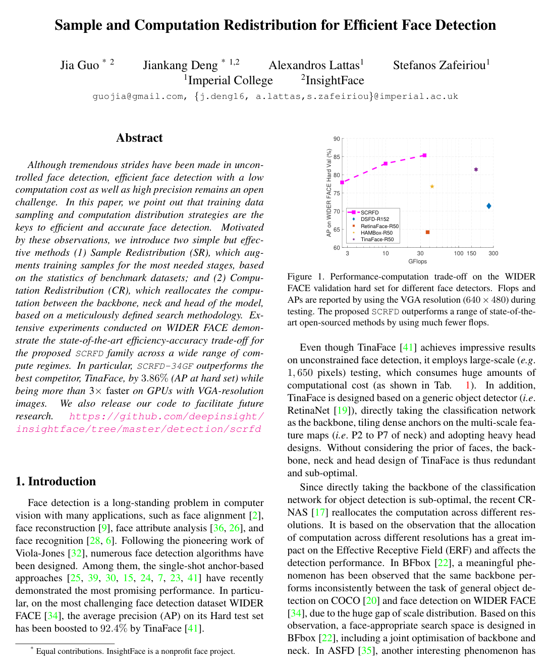 Sample and Computation Redistribution for Efficient Face Detection