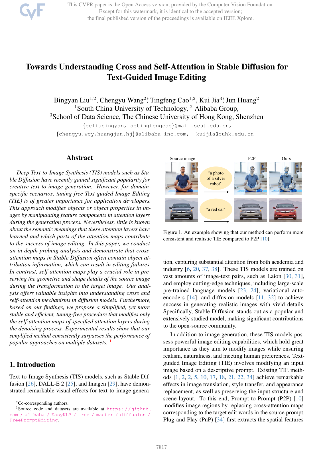 Towards Understanding Cross and Self-Attention in Stable Diffusion for Text-Guided Image Editing